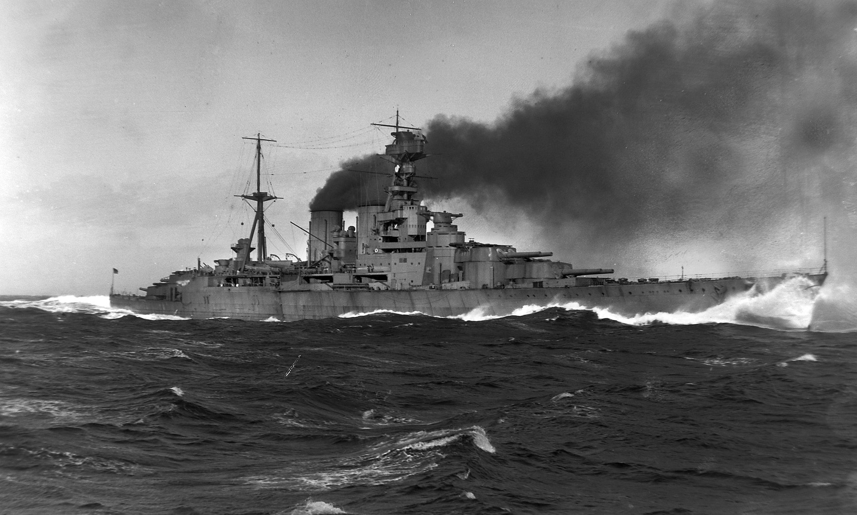 The battlecruiser HMS Hood, launched in 1918. She was sunk under still-unexplained circumstances with substantial loss of life.