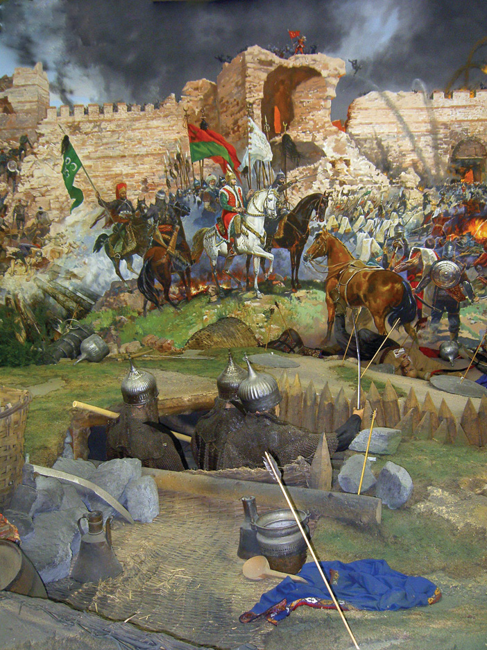 A diorama of the siege of Constantinople.
