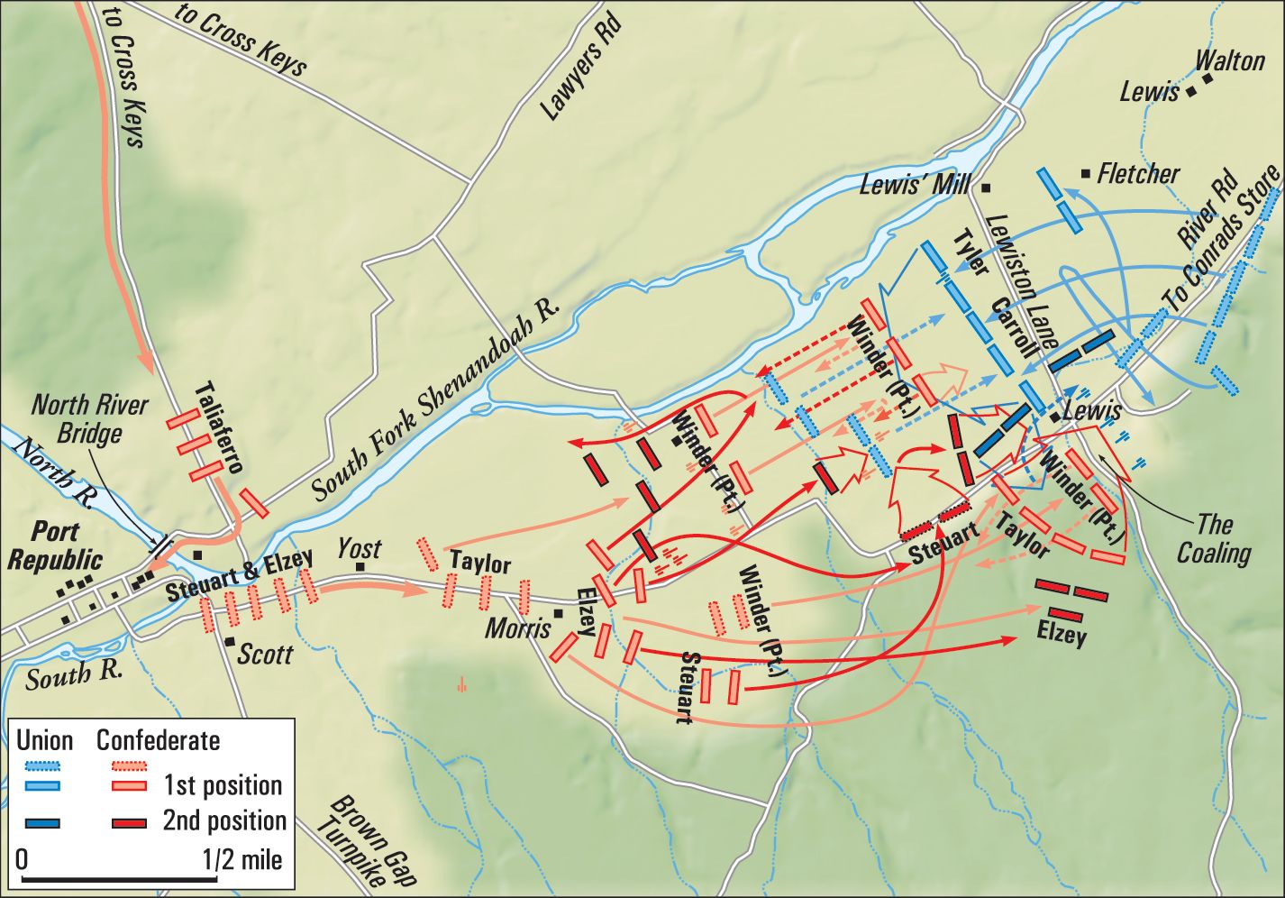 Jackson discerned that the key to victory at Port Republic was the capture of the Union guns at the Coaling. Once the Southerners had silenced the guns, Brig. Gen. Erastus B. Tyler’s attack quickly unraveled. 
