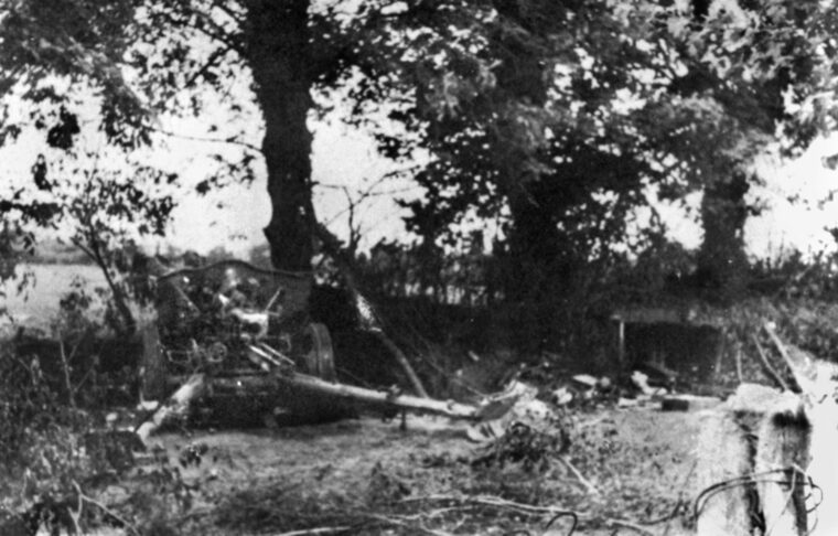 One of the German 105mm guns knocked out by Easy Company’s violent assault.