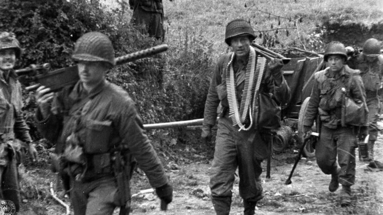 Once the airborne troops neutralized the batteries within range of Utah Beach, 4th Infantry Division soldiers, shown here, found it easier to move inland.