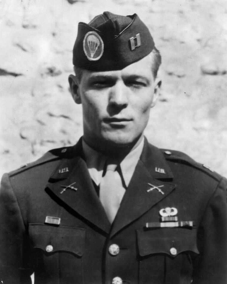 Lieutenant Richard Winters, who took over command of Easy Company when its CO, Thomas Meehan III, died when his C-47 crashed. 