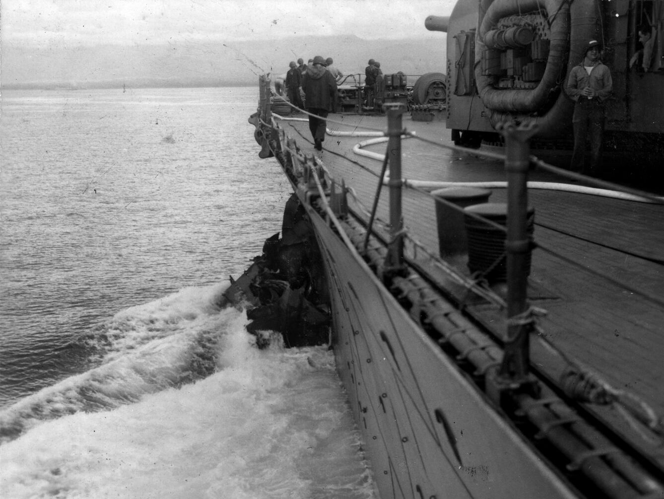 Chicago’s badly damaged bow was also photographed by Captain Bode.