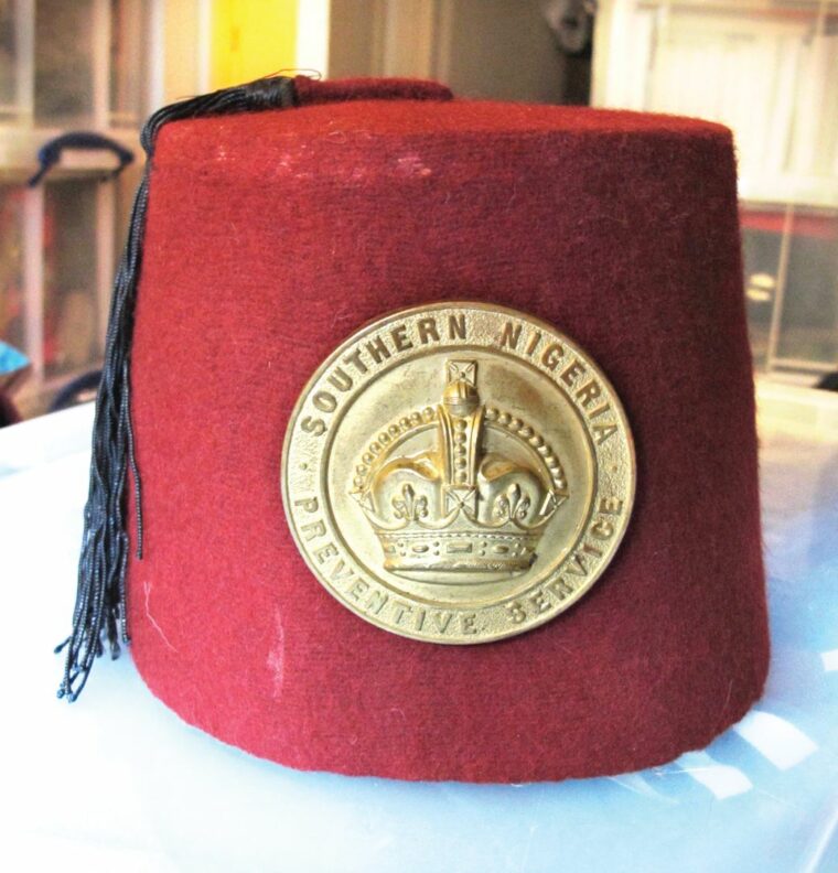 A fez worn by the South Nigeria Protective Services.