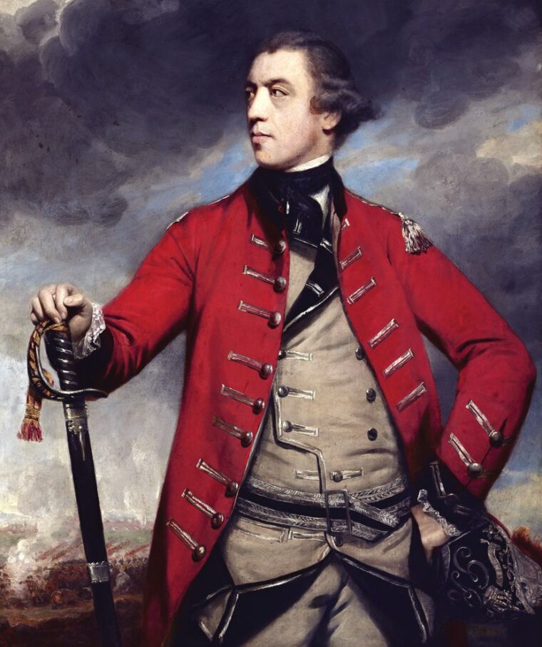 Major General John Burgoyne, commanded the Army of Canada at Saratoga.