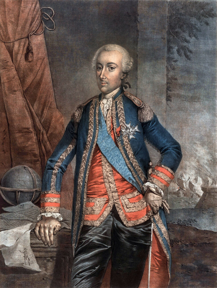 D'Estaing commanded the newly created French naval department of Asia and the Americas.