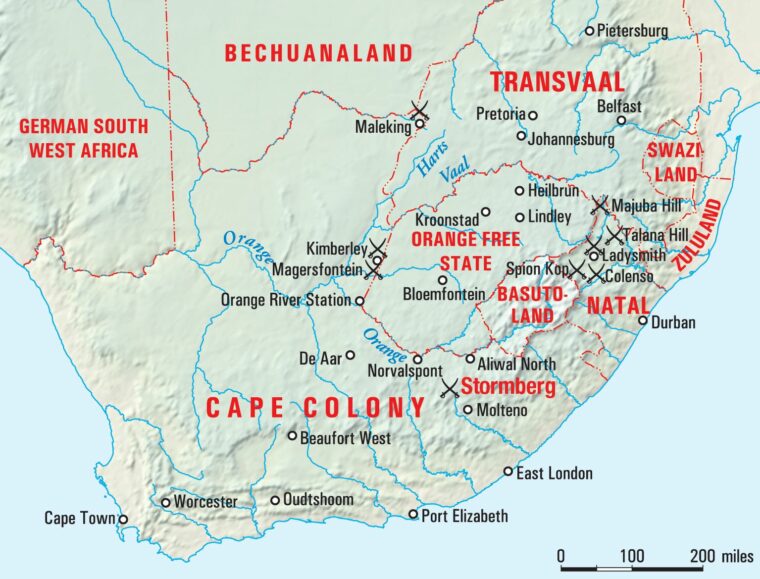 General Sir Redvers Buller, the commander-in-chief of British forces in South Africa, sent three columns to invade Boer territory. Each column met with disaster in the same week.