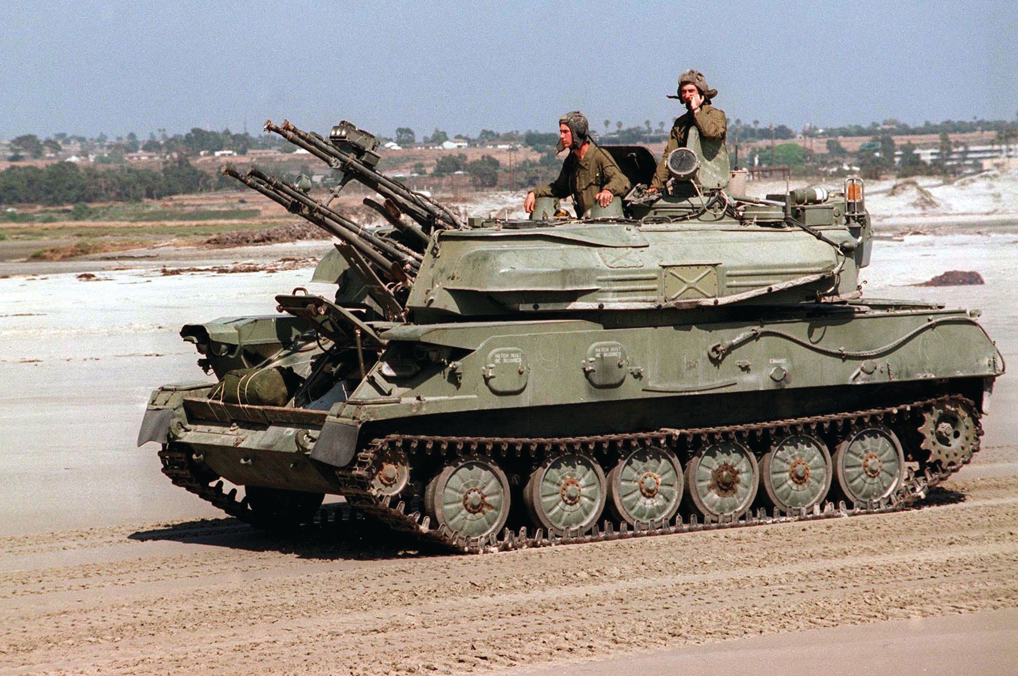 U.S. Marines operate a former Soviet bloc ZSU-23-4 during a training exercise in the 1990s. In recent years Russian contractors have upgraded the vehicle's weapons and radar for international clients.