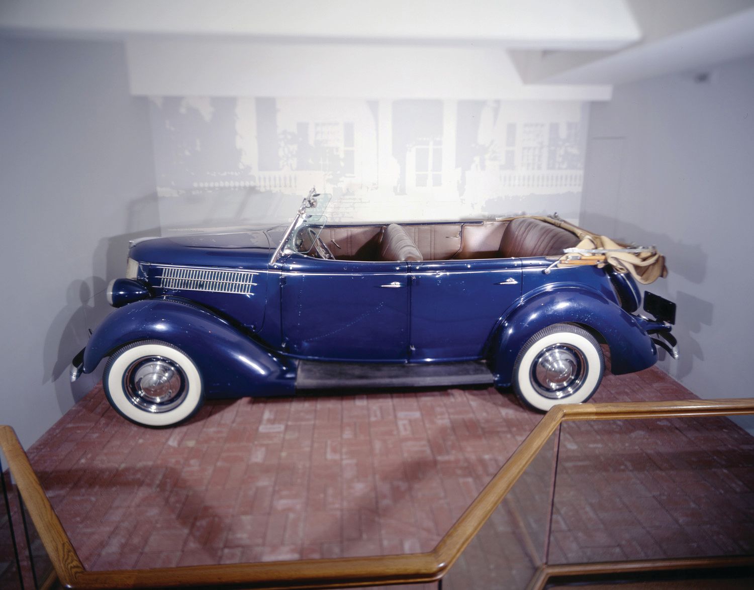 FDR drove himself around the grounds at Hyde Park in this hand-steered blue Ford. 