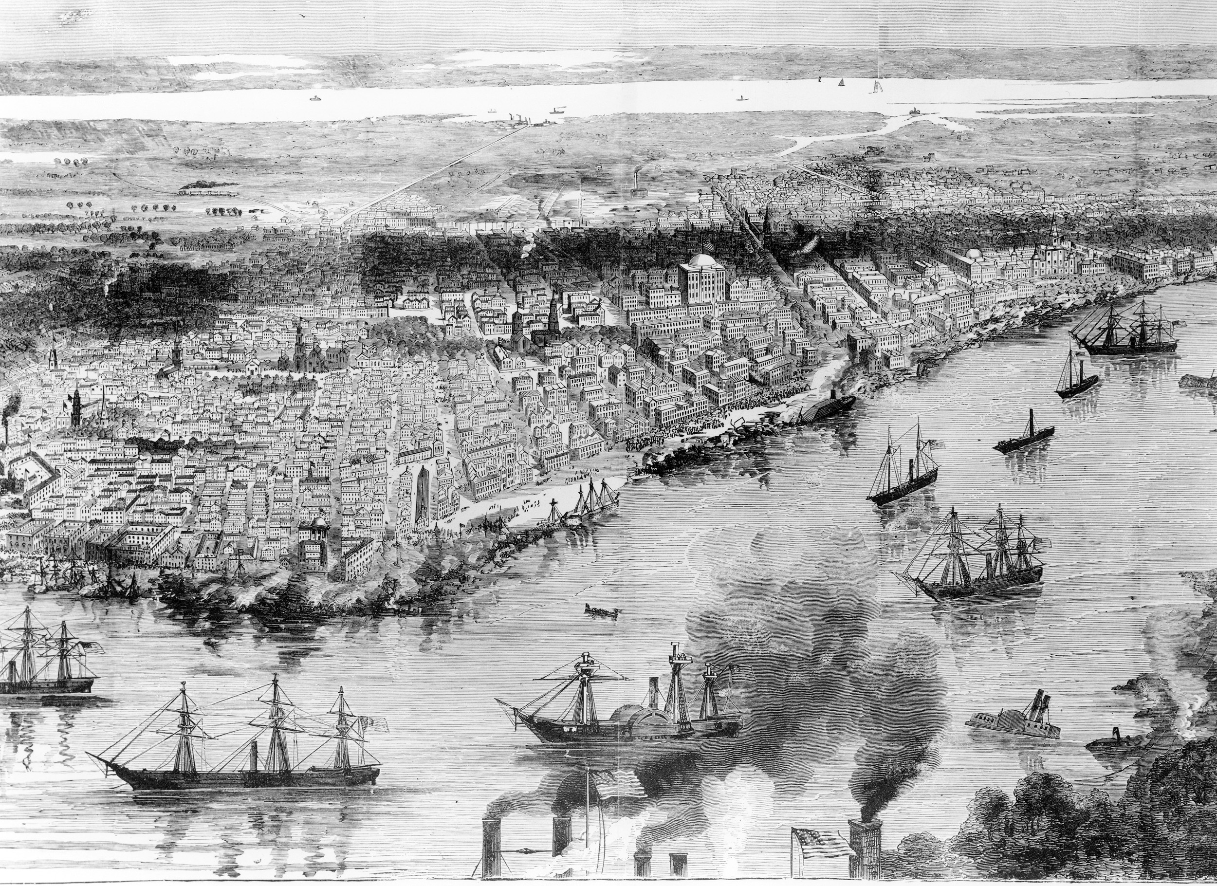 The federal fleet anchored at New Orleans the day after the battle. The Confederacy never regained its largest city.