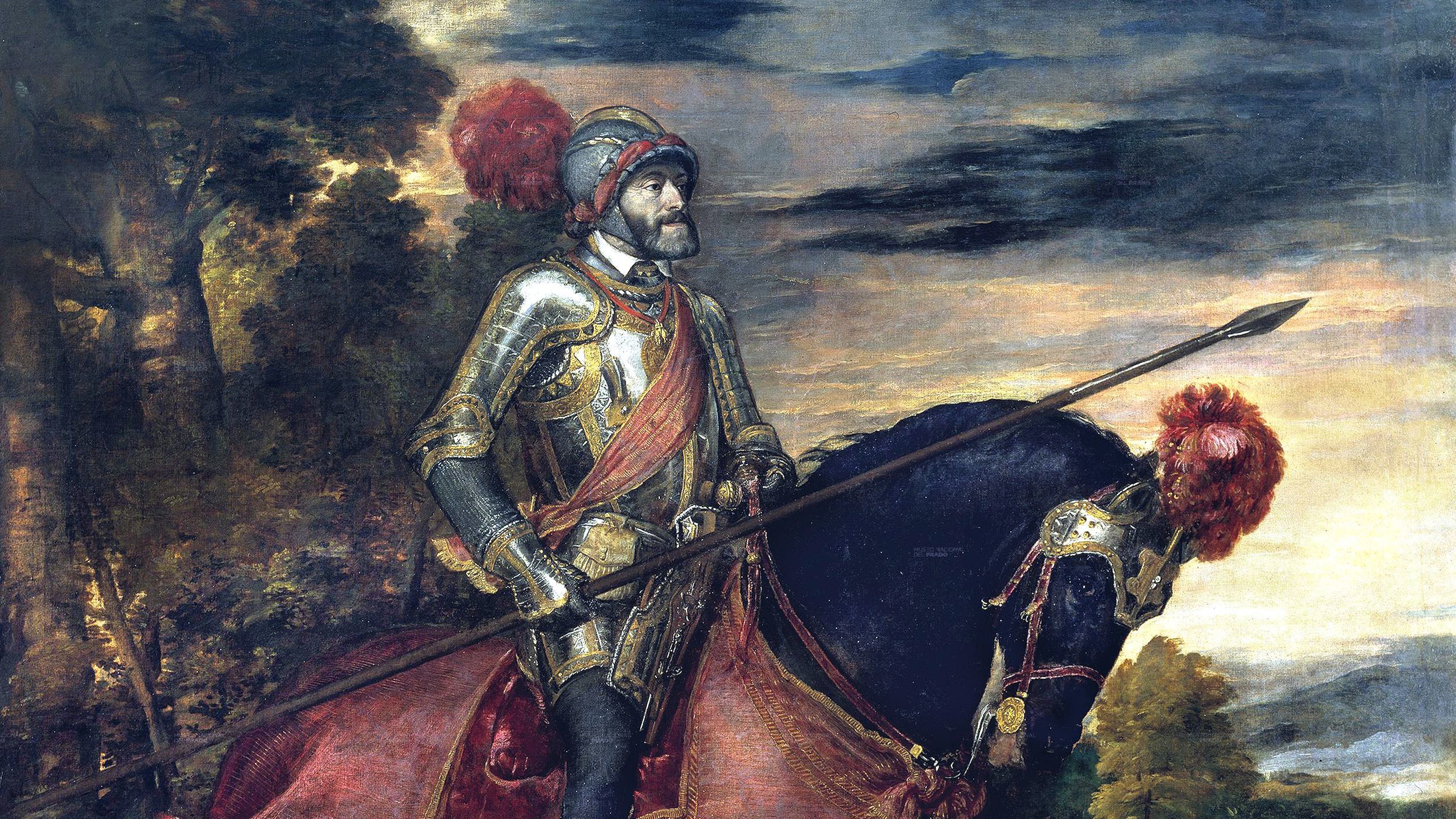 Titian’s 16th-century portrait of heavily armored Holy Roman Emperor Charles V.