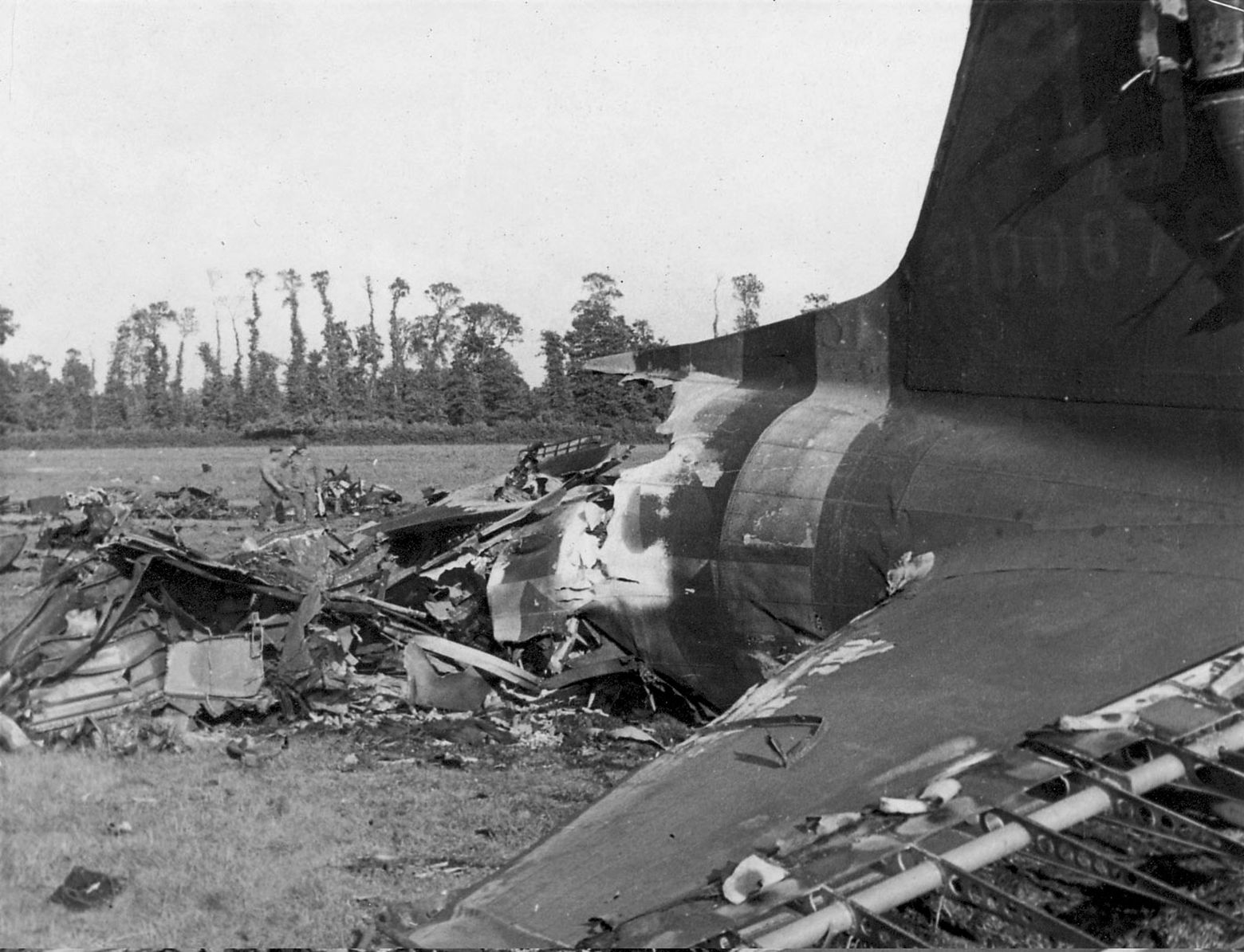 All that remained of a C-47 that crashed and burned in Normandy.