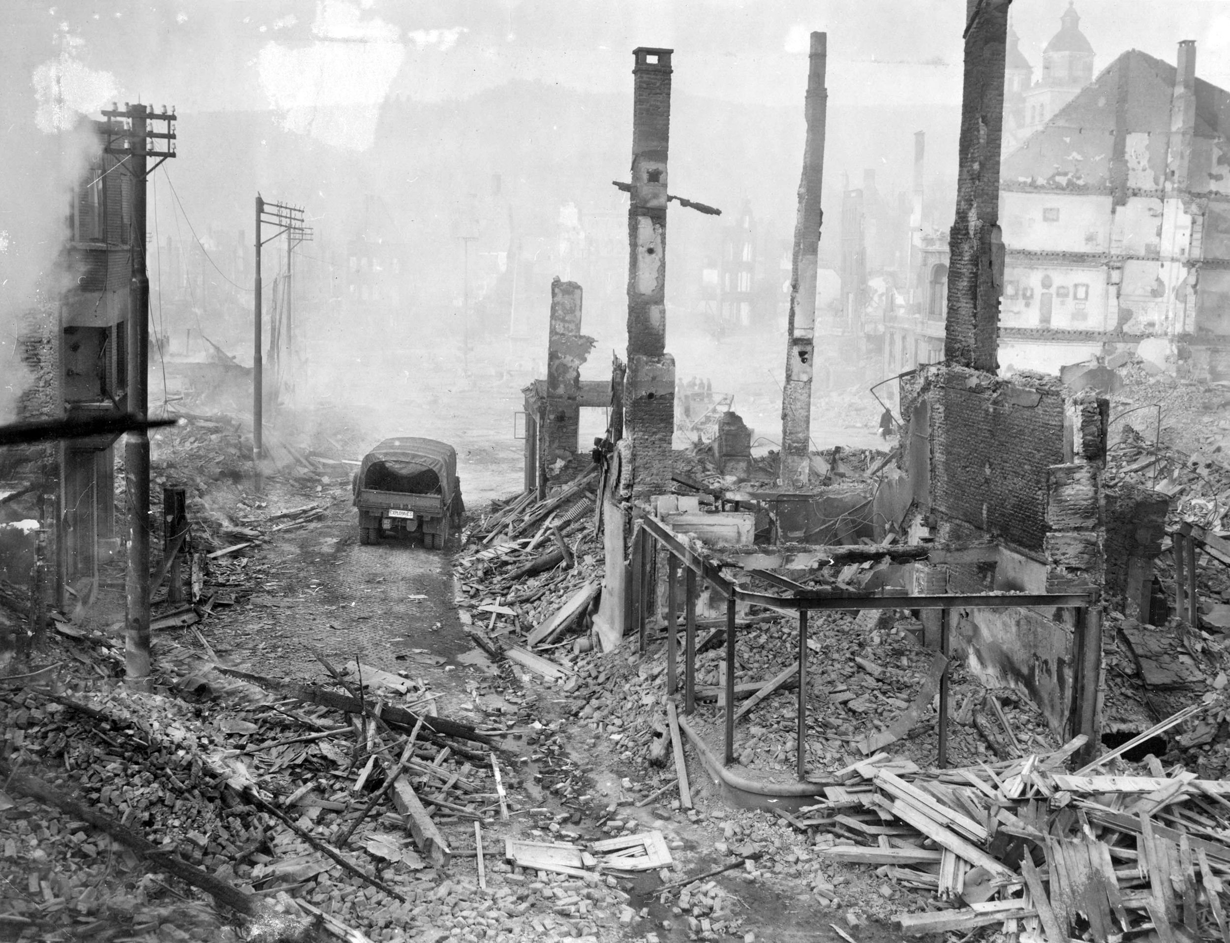 Malmédy was mistakenly bombed on three consecutive days, Dec. 23-25, 1944, by U.S. Army Air Force planes targeting other towns in the region. The death toll from the bombings topped 200 and included U.S. soldiers. Many more were wounded. 
