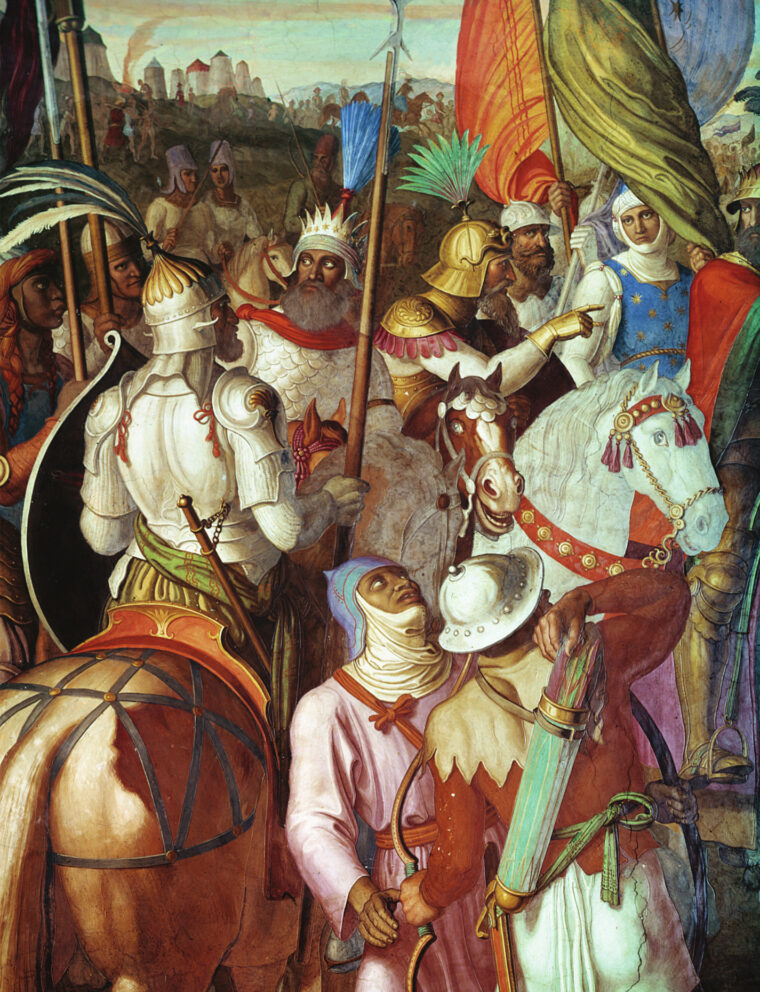 Muslim (also called Saracen) forces gather outside Paris prior to the Battle of Tours in this 19th-century painting. Years of successful raiding had made the Muslims feel invincible.