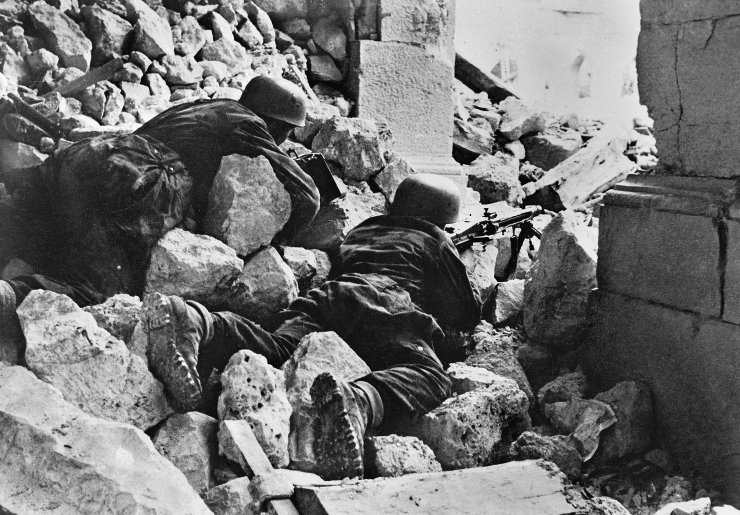 After the U.S. 11th Air Force destroyed the monastery at Monte Cassino, German troops used the rubble to their advantage. 