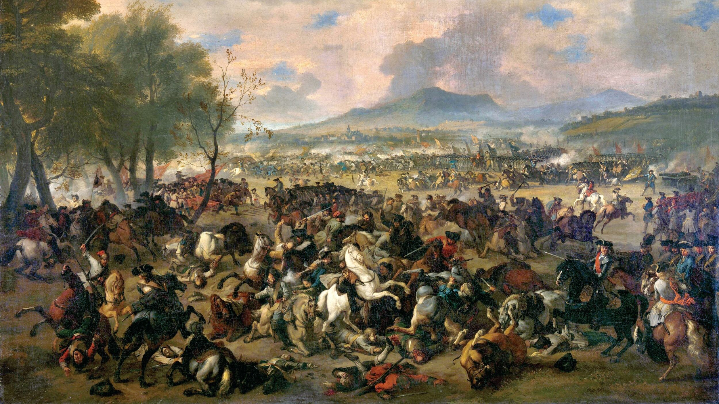 The Duke of Villeroi committed the bulk of his cavalry in a fearsome counterattack on the open plain south of Ramillies late in the battle in a quest to shatter the Allied center.