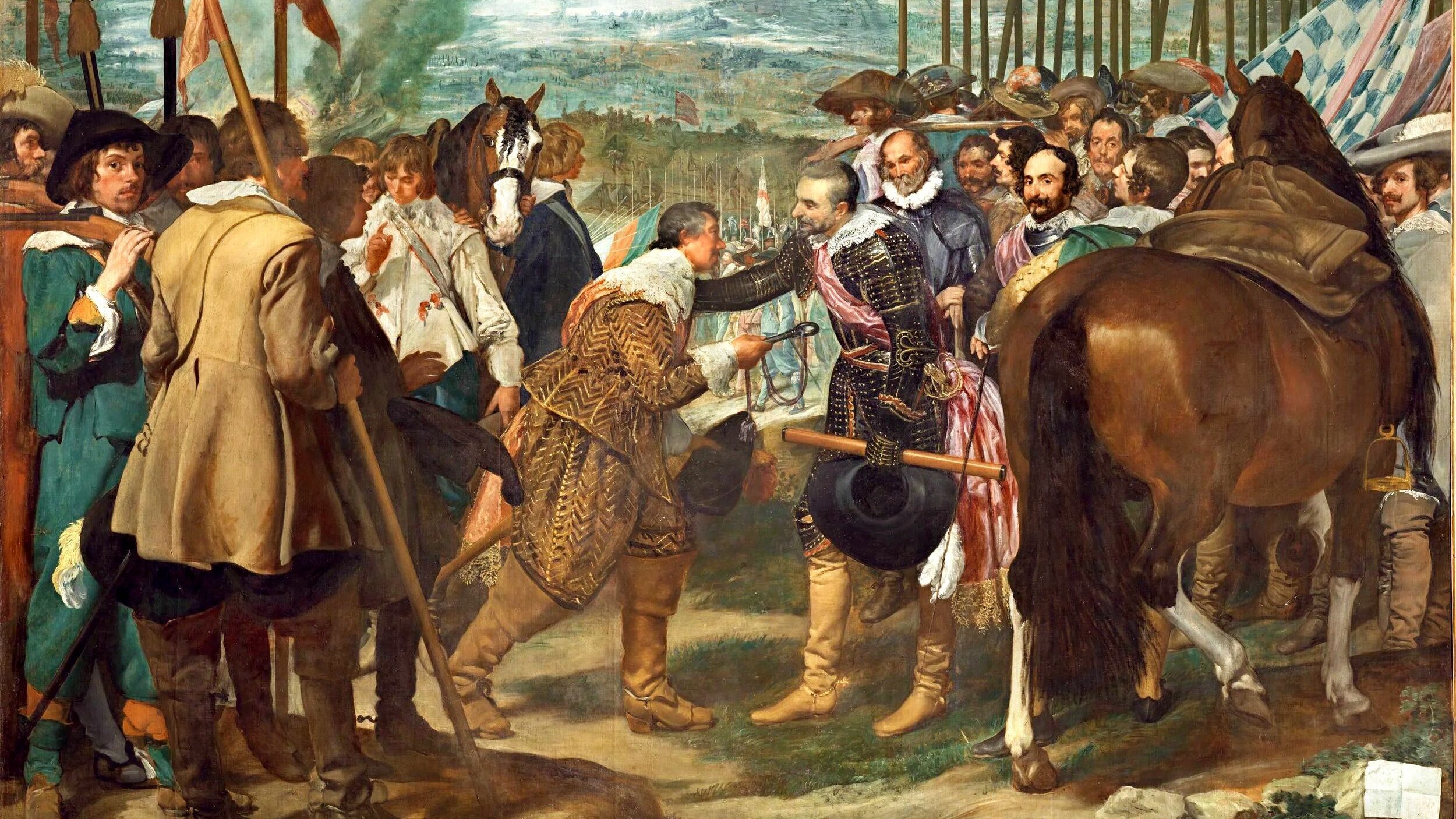 Justin of Nassau hands the keys to the city of Breda to Ambrogio Spinola in 1625 following his successful siege of a city that was considered impregnable at the time.