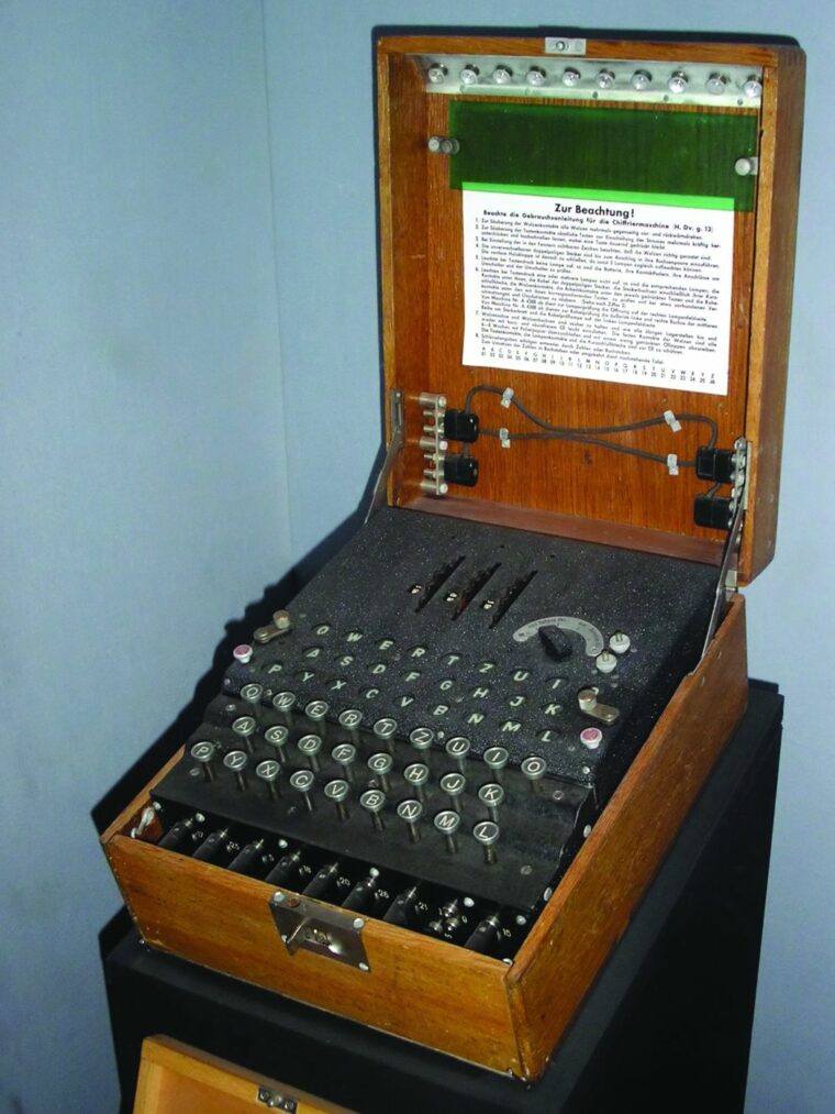 Example of a German "Enigma" encrypting/decrypting machine.