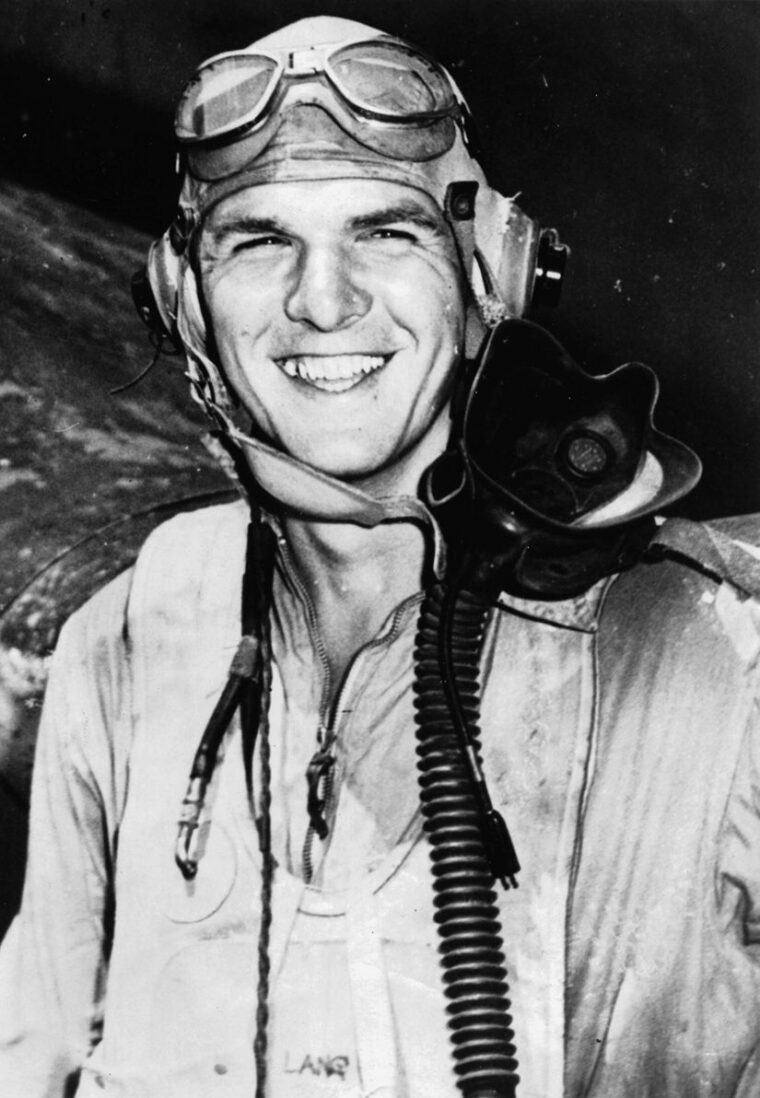 First Lieutenant Frank C. Lang flew Corsair night fighters during World War II and rose to the rank of major general before retiring from a long career in the military.
