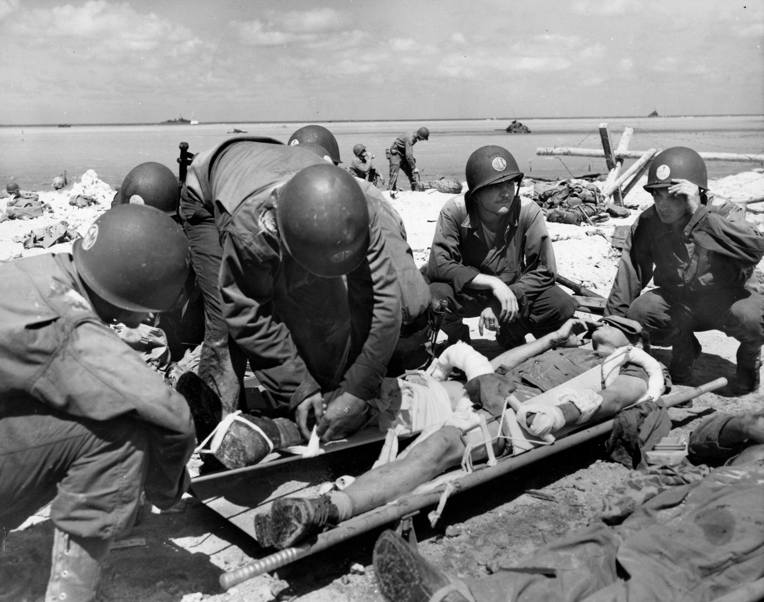 Overworked Navy corpsmen, always the unsung heroes, were credited with saving many lives during the battle. 