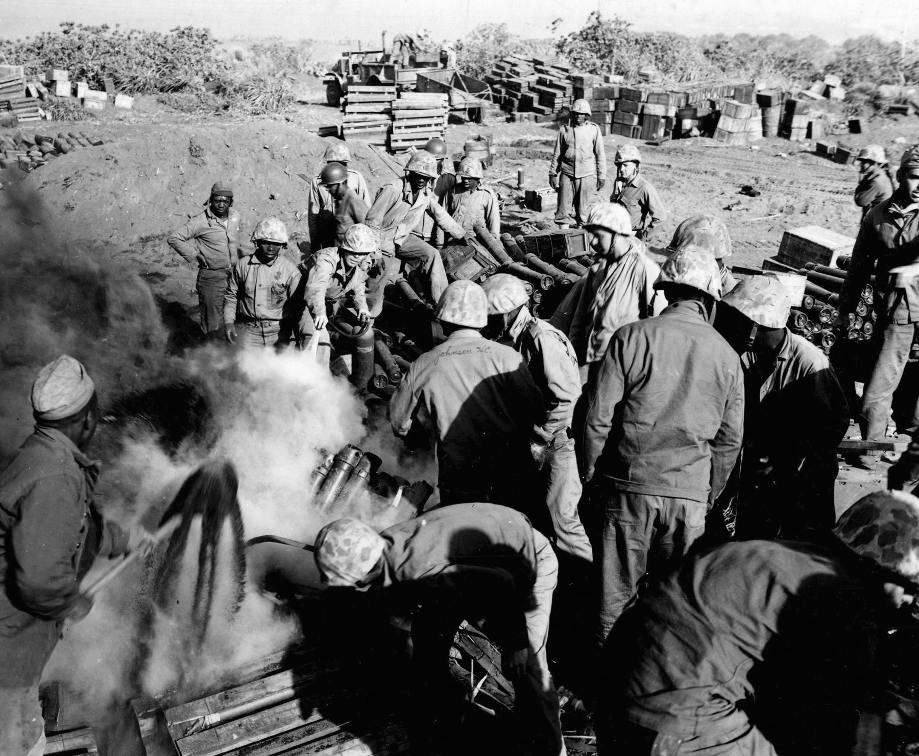 The 34th Seabees work on purifying their water in the Solomon Islands, August 1945.