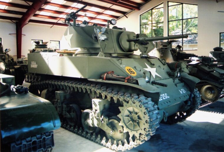 A 1942-vintage M5A1 Stuart tank was one of the first vehicles acquired for Jacques Littlefield’s private collection.
