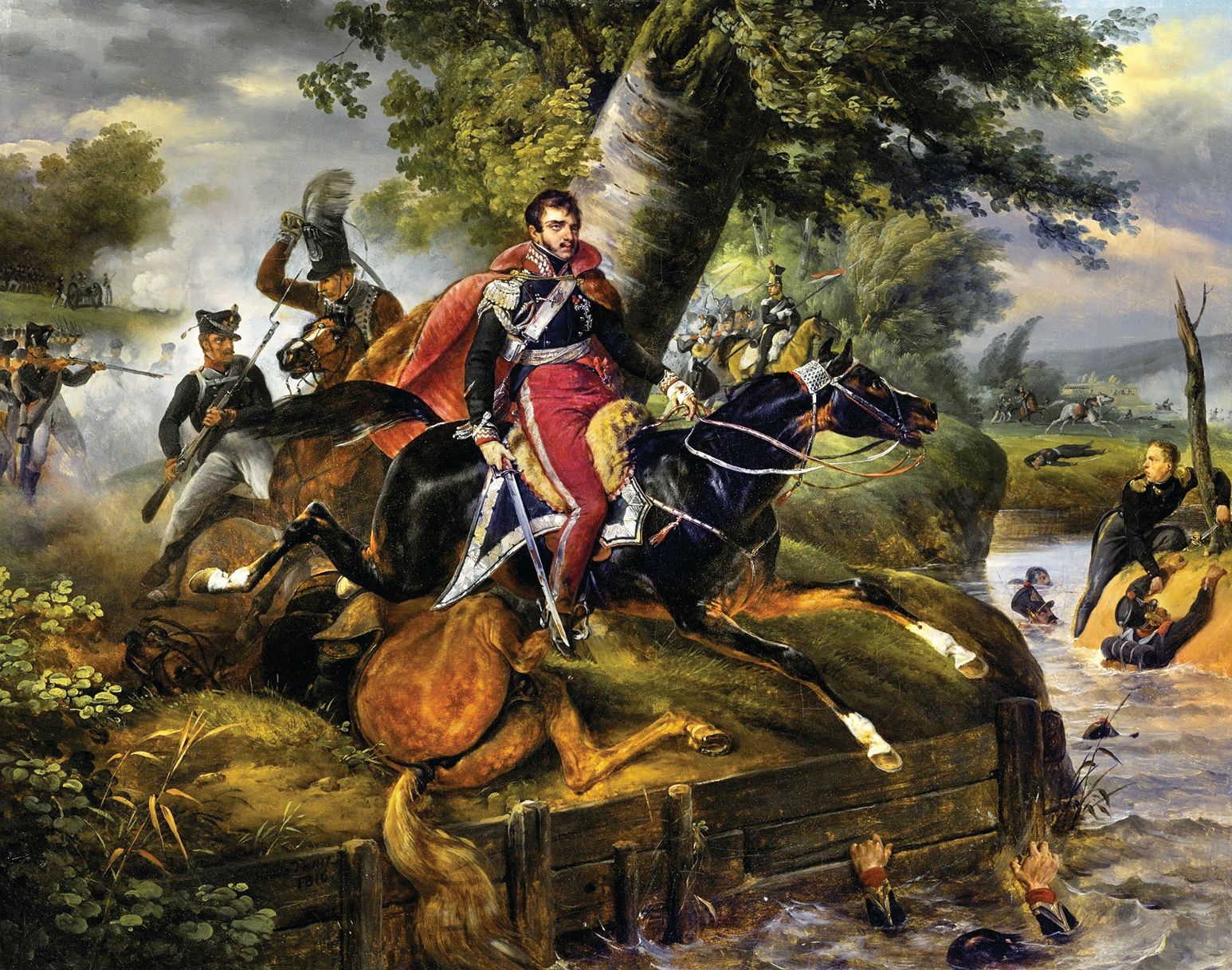 Napoleon promoted General Jozef Poniatowski to marshal during the battle, but a badly wounded Poniatowski drowned on October 19 in the White Elster River. 