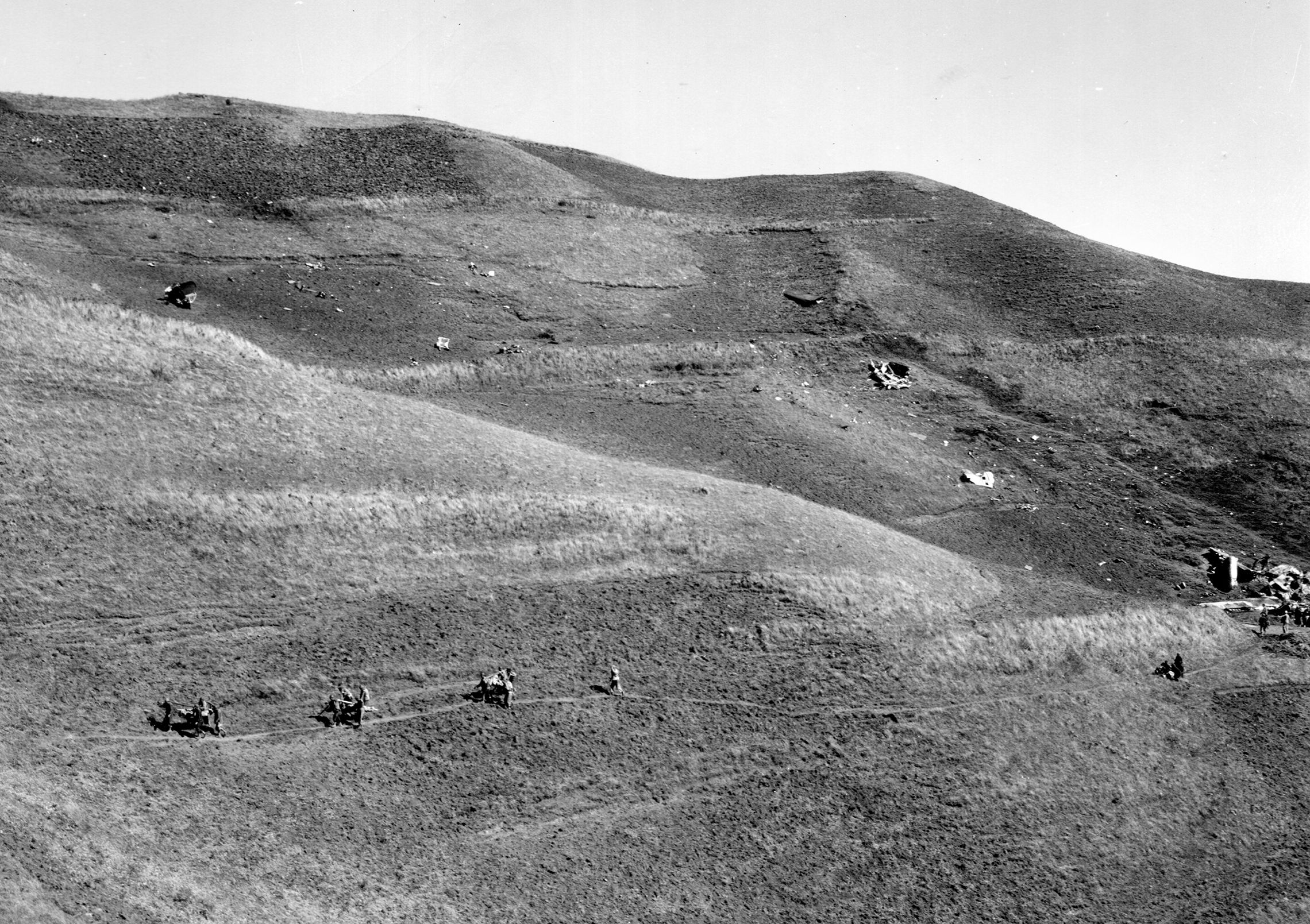 The remains of a Consolidated C-87 which crashed in the vicinity of Kunming, China. All crewmen were killed in the crash.