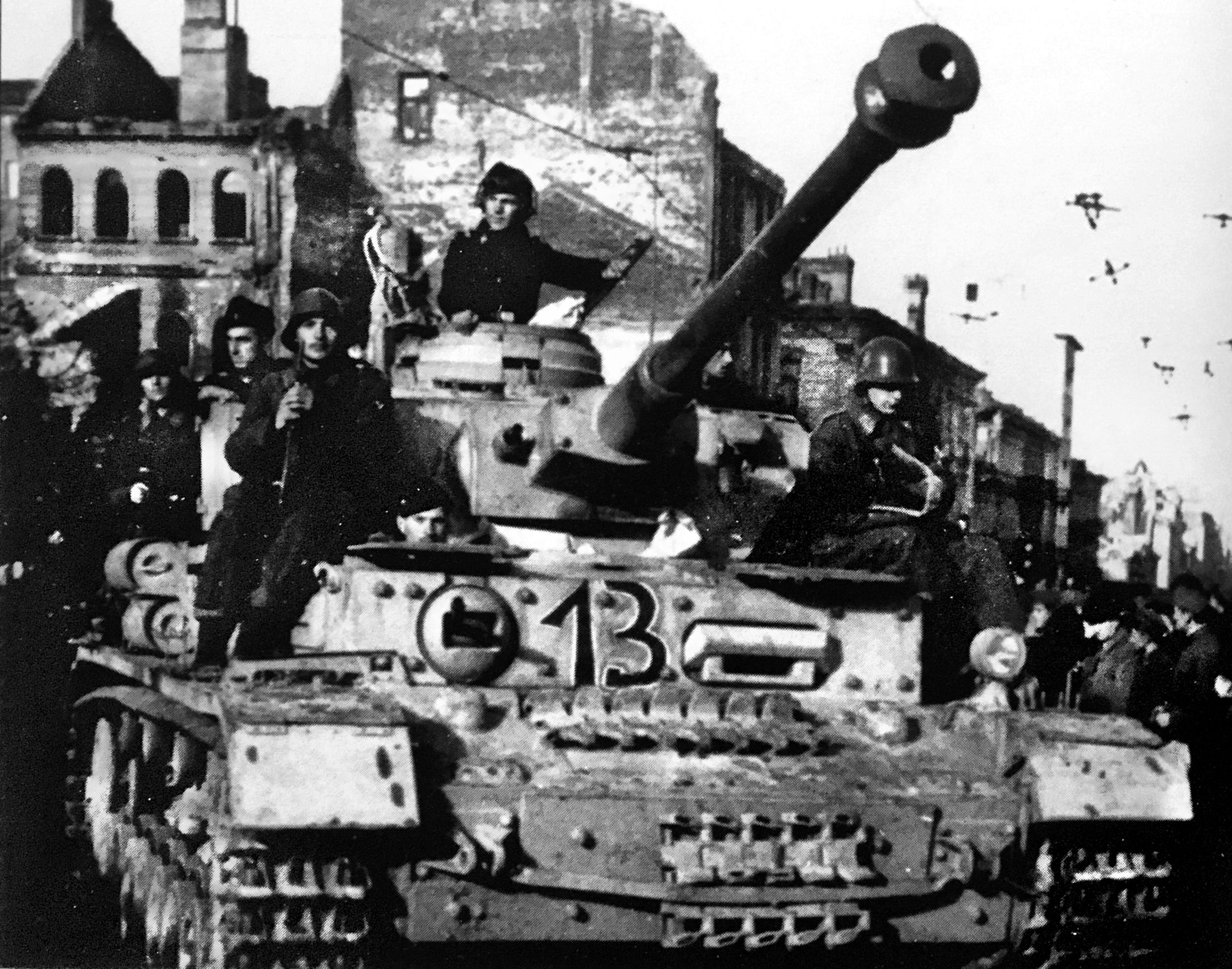 Bulgarian Army soldiers with a German Pz.IV Ausf H in Sofia, December 1944. For the first nine days of September, Bulgaria had been at war with the Axis and the Allies. But with Soviets in control of neighboring Romania, the Bulgarians began secret peace talks with the Allies in Turkey. Stalin preempted the talks as the Red Army swept into the capital and set up a new government with Communists in effective control. A month later the government sent a delegation to Moscow to sign an armistice.