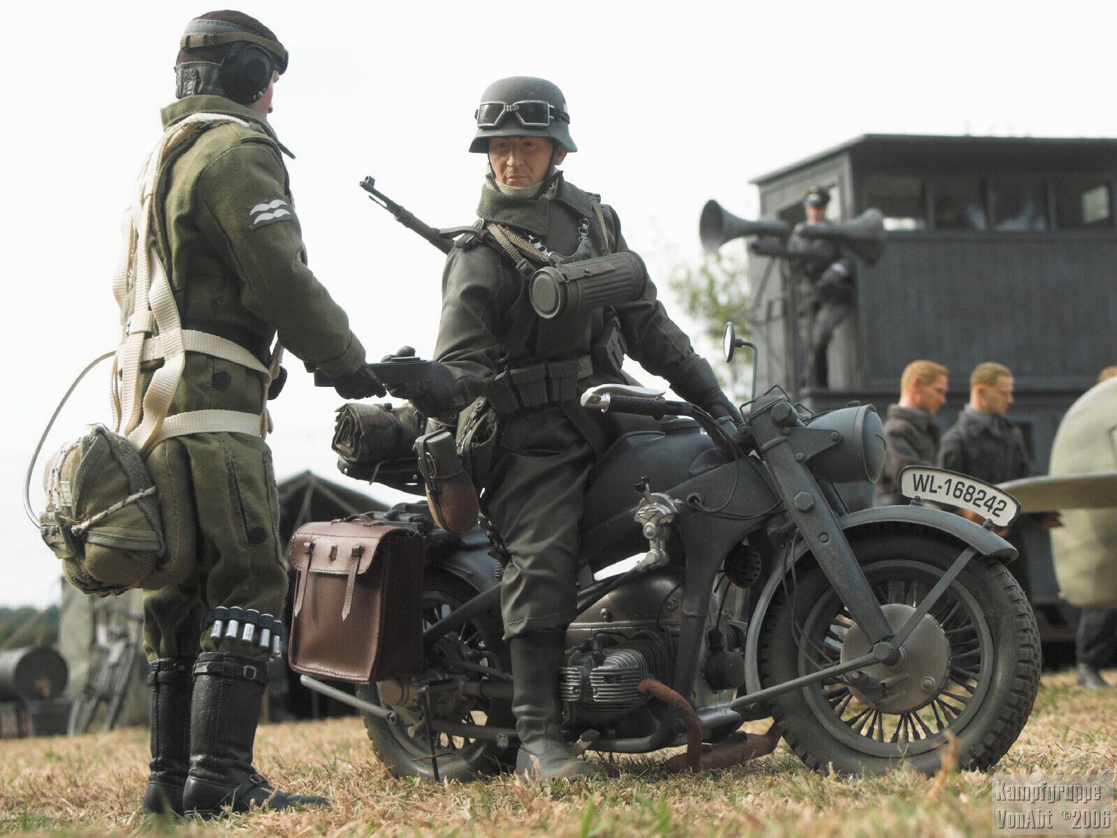 Vehicles, such as this motorcycle, play a major part in these epic scenes.