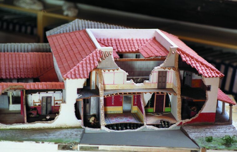 Embleton and his team constructed a cutaway reconstruction of a Roman villa, every detail based on archaeological finds.