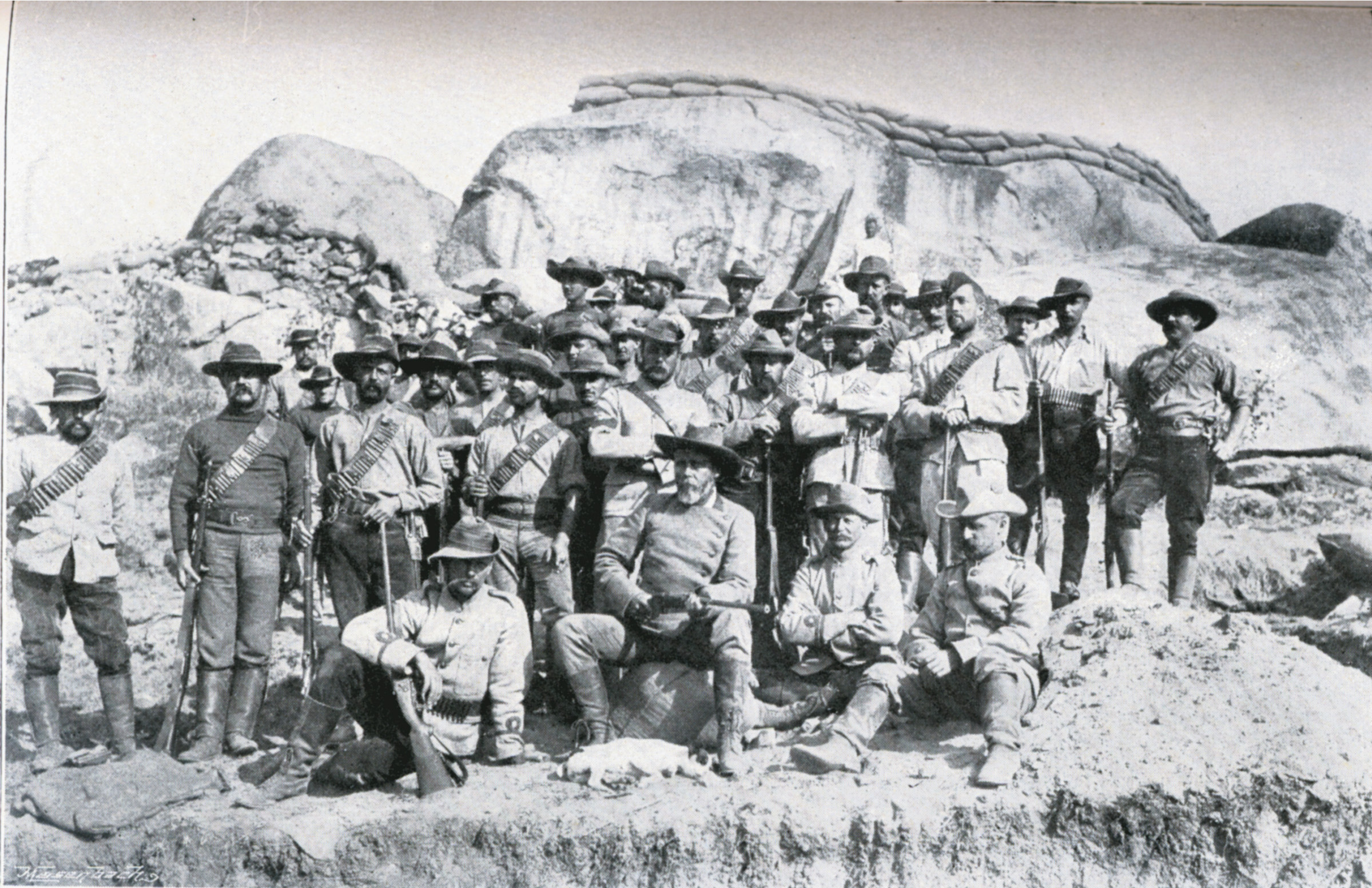 English volunteer militiamen gather at Fort Marquand prior to the ill-starred campaign against the Matabele. 
