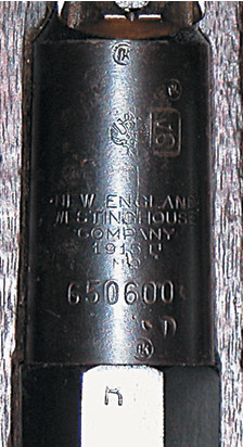 The barrel-shank top of an SA stamped New England Westinghouse Model 91 made under contract for the Czar’s army during WWI. 