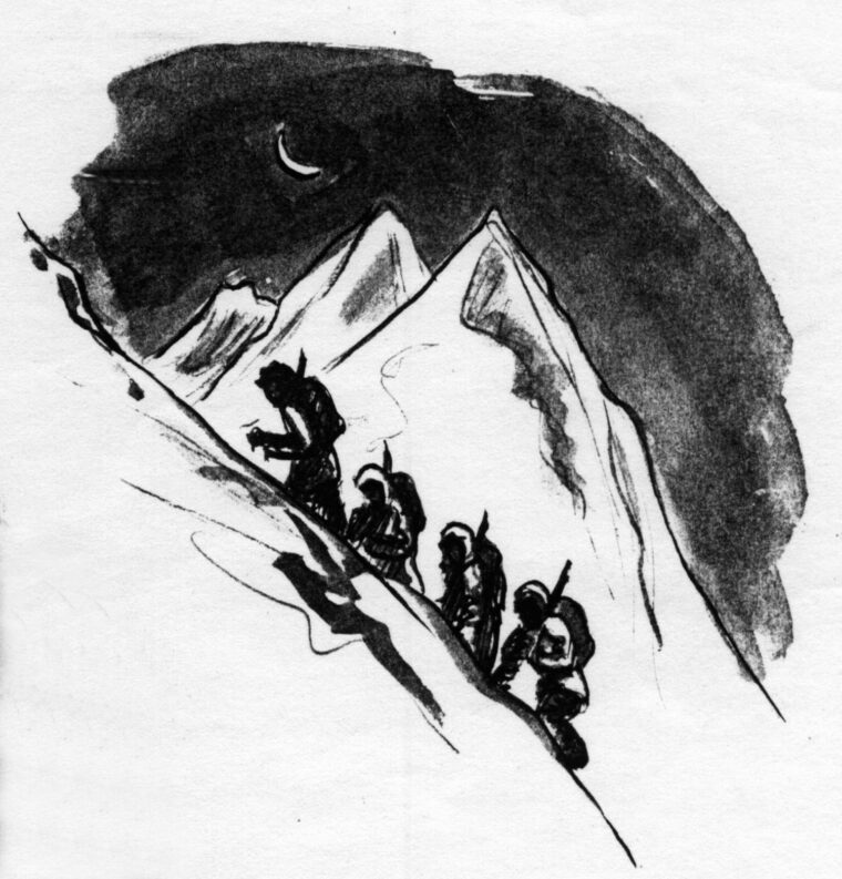 The only visual record of the 86th Mountain Infantry Regiment’s nocturnal assault against German defenses at Riva Ridge was provided by Jacques Parker in his combat artist role. The subject of this drawing is Lieutenant John McCown, who was later killed in action.