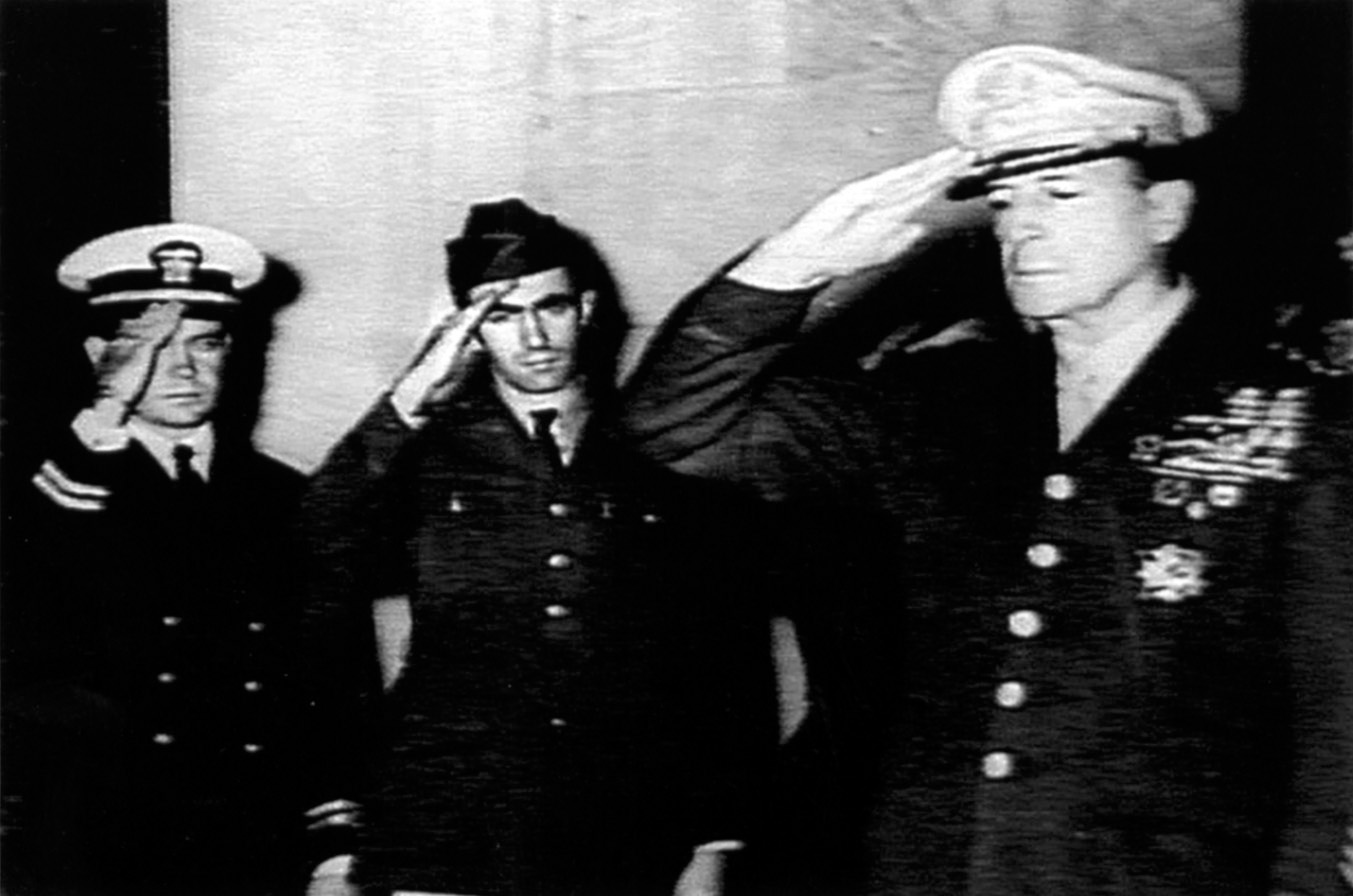 PT commander John D. Bulkeley poses with General MacArthur upon MacArthur’s arrival in Australia in April 1942.