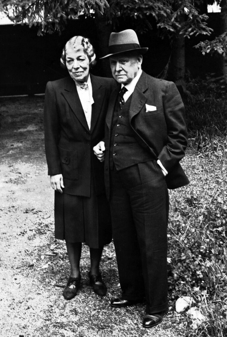 Prominent composer Franz Lehar walks arm in arm with his wife Sophie. Frau Lehar was a Jew, and Albert Göring is credited with saving her from the clutches of the Nazis.