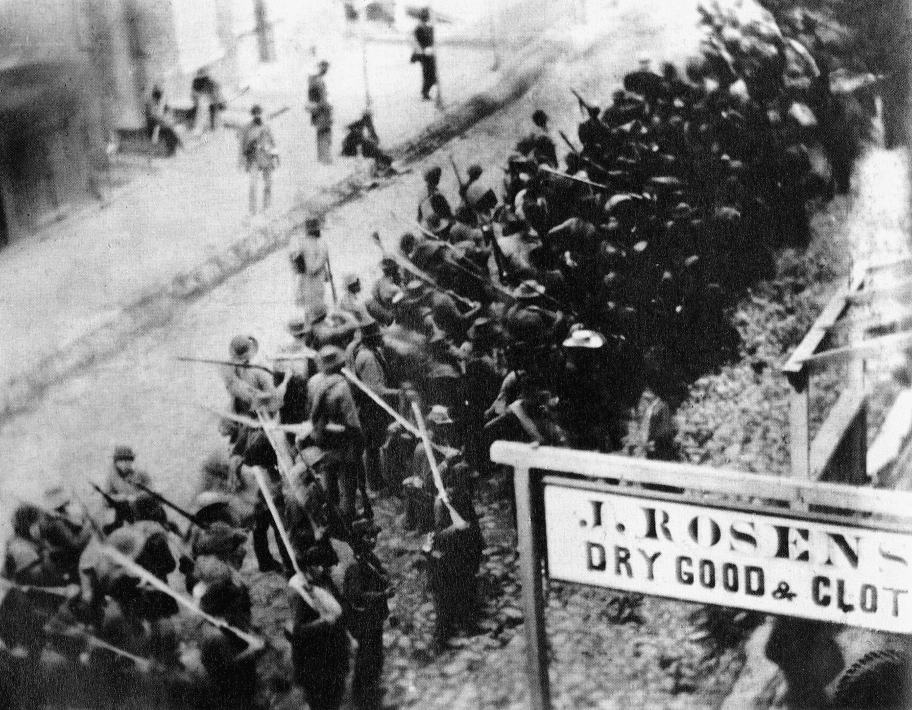 A ragged column of Confederate troops passes through Frederick, Maryland, in an extremely rare photograph depicting Southern troops in action.