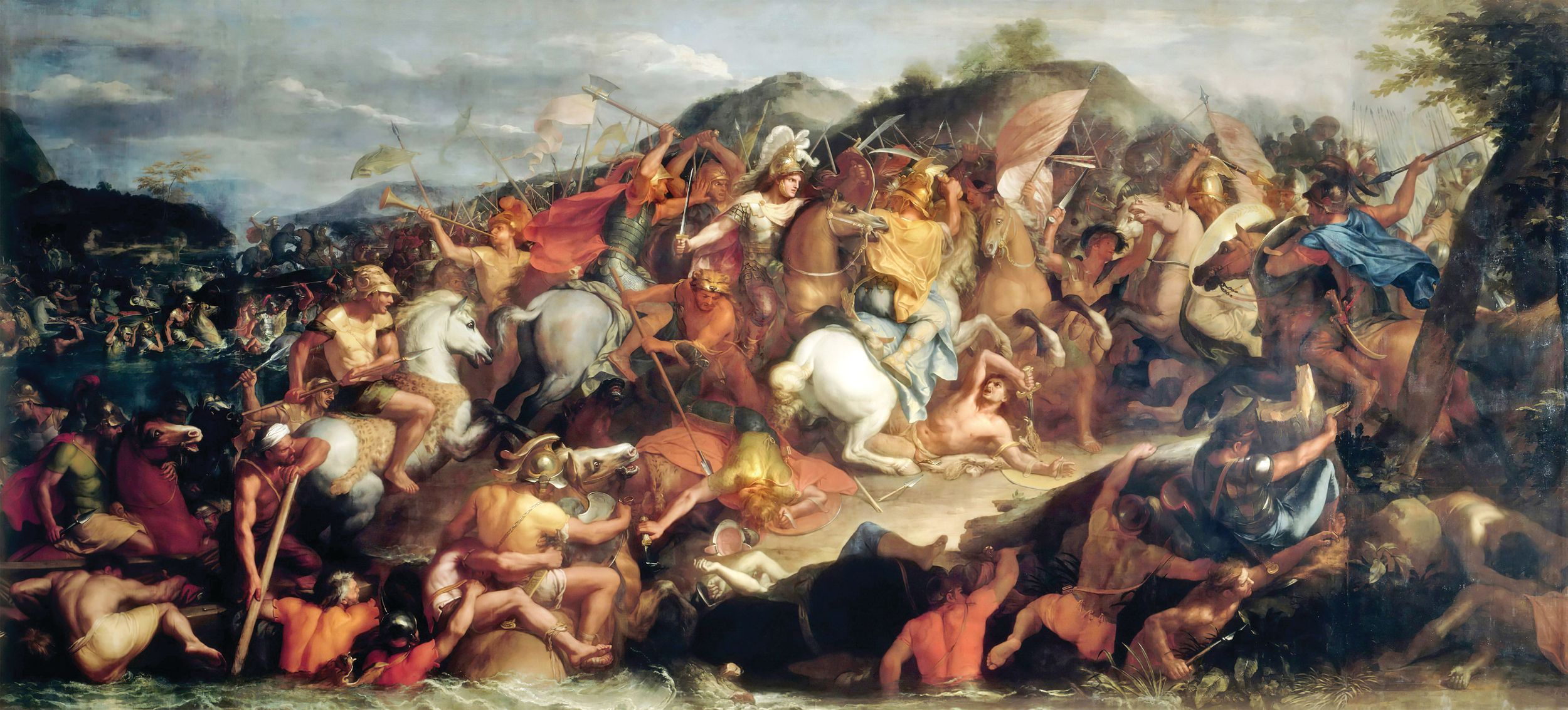 Battle of Granicus 334 BC, by Charles Le Brun depicts Alexander the Great at the center of the cavalry battle. The rout on the banks of the Granicus—now called the Biga River in modern Turkey—gave him a firm foothold in Asia. To neutralize Persian naval superiority,  Alexander decided  to destroy its maritime provinces and he then turned south toward the Turkish seacoast.