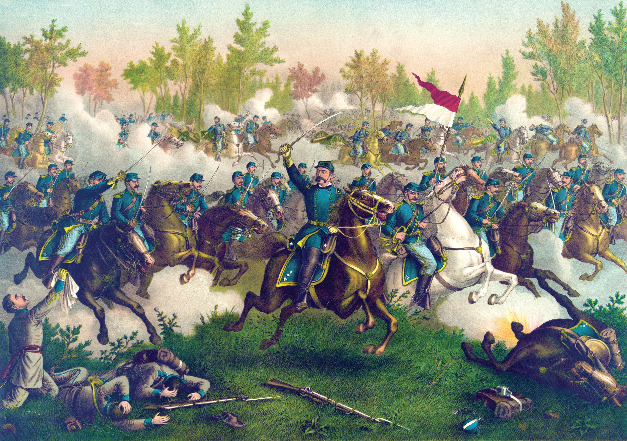 “Battle of Cedar Creek,” chromolithograph by Kurz & Allison of Chicago, December 12, 1890.