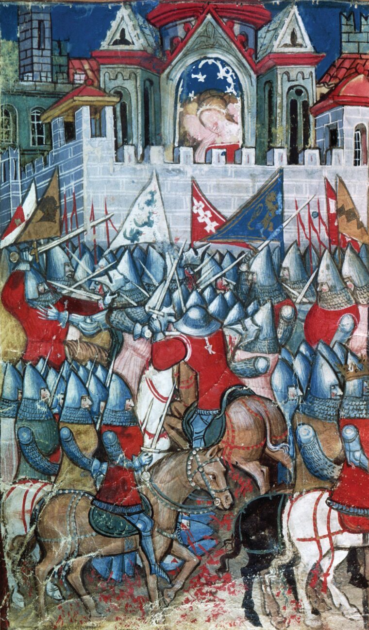 Charlemagne’s army battles the Vascones, considered ancestors of the present-day Basques, at Pamplona, Spain. At the Battle of Roncesvalles, Basque warriors ambushed Charlemagne's rear guard as they crossed the Pyrenees back into France, killing them all.