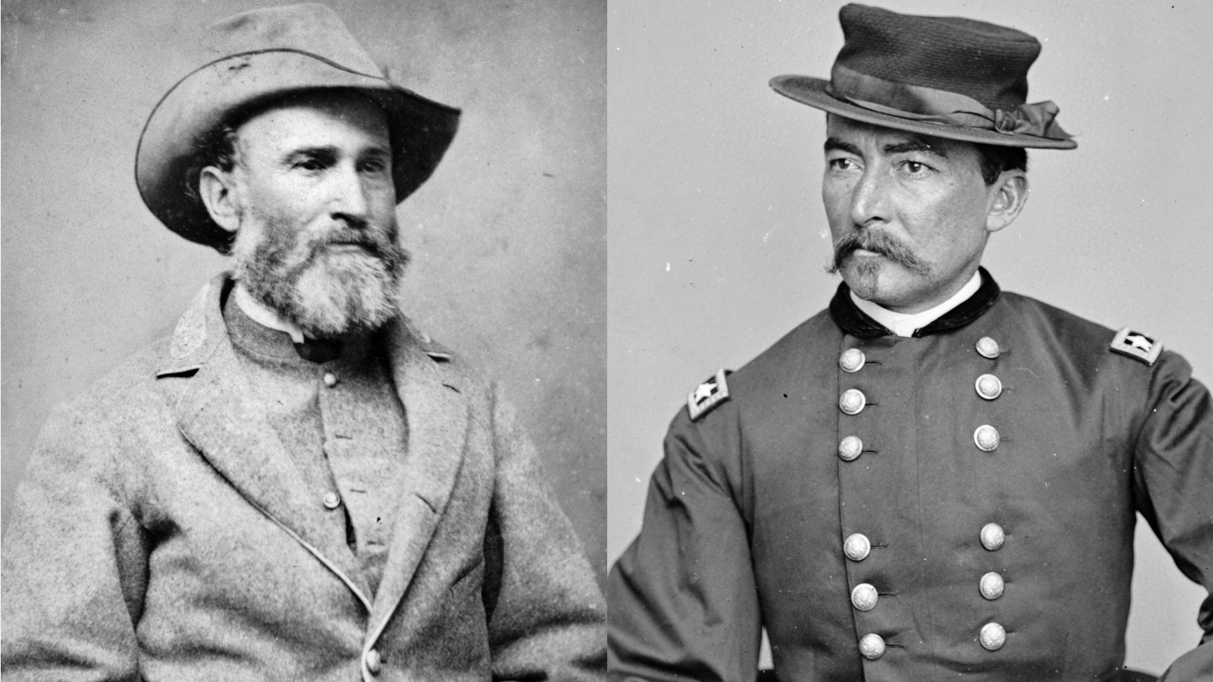 Confederate General Jubal Early, left, and Union General Philip Sheridan. In the Shenandoah Valley Campaign of 1864, Sheridan was put in command by Grant in August and defeated Early at Fisher’s Hill and Tom’s Brook. Early’s surprise attack on October 19 smashed two thirds of the Union force there and sent them running. But Early’s exhausted and hungry troops—due largely to Sheridan’s “scorched earth” tactic of burning crops and seizing livestock—stopped to raid the Union camp. Sheridan was at Winchester when he got word of the attack and rode to rally his men, who turned and routed the Confederates. 