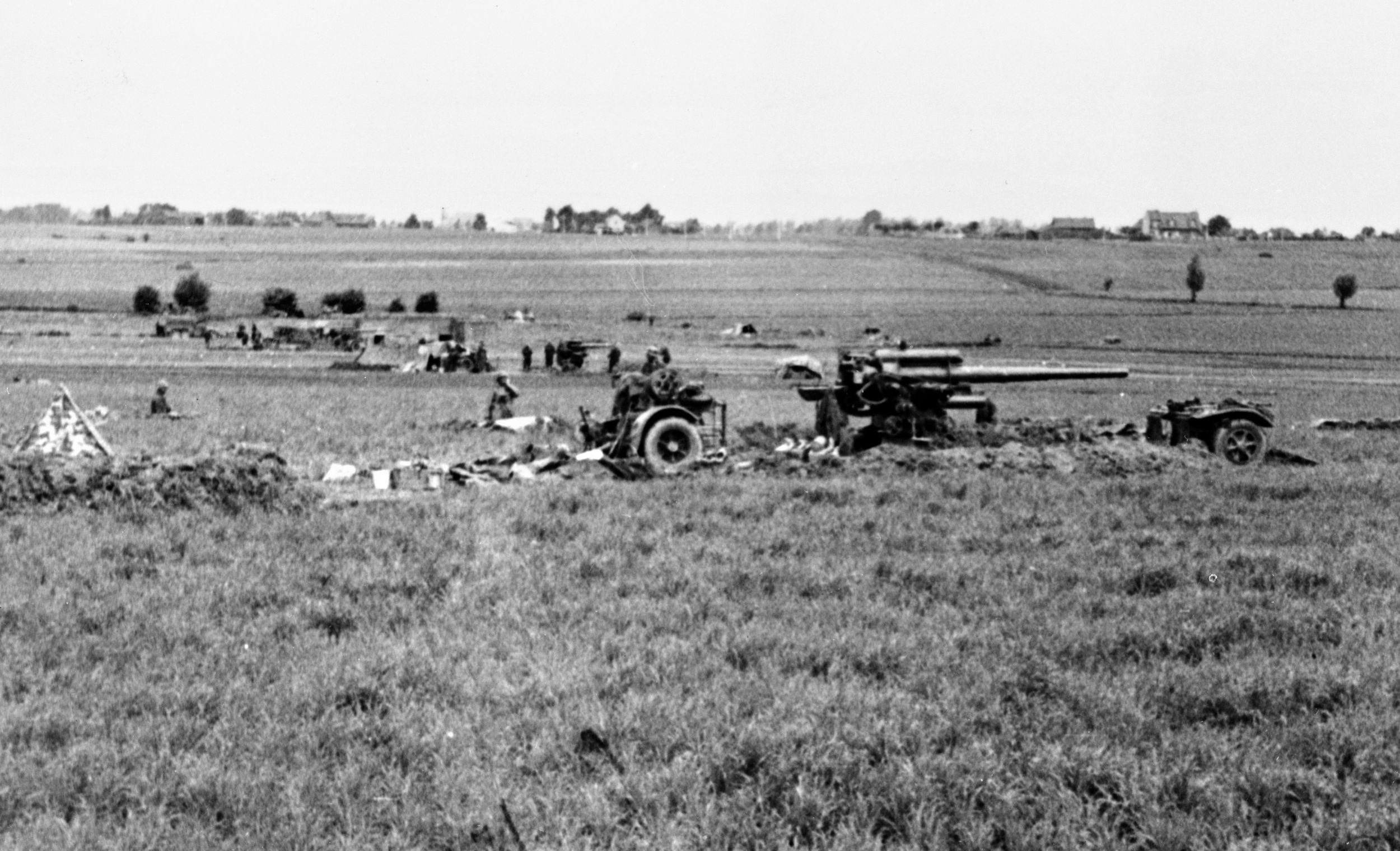 As British Tanks closed in, Rommel ordered an antiaircraft battery to unlimber its guns—even helping them to do so.  When they opened fire at 200 meters, the 88mm rounds punched holes in the British armor, starting fires and forcing the tanks to halt.