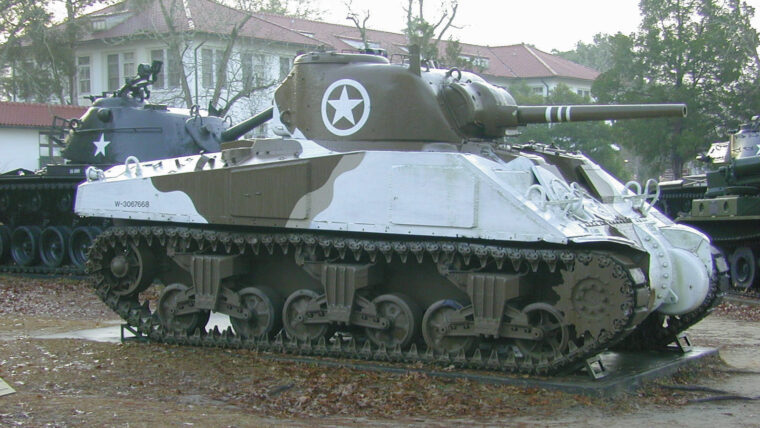 Since World War I, Ft. Benning, Georgia, has been the training ground of U.S. Infantry. Since 1959, its National Infantry Museum has displayed artifacts and equipment of U.S. infantrymen and their foes. Below is a M4A2 Sherman tank.
