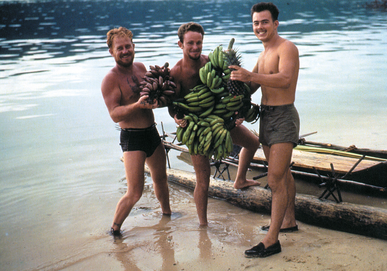 “Is that a banana in your pocket?” PBY pilots in the South Pacific show off  the catch of the day.
