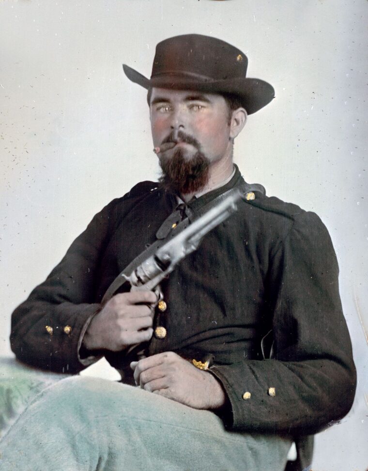 Private William B. Todd of Company E, 9th Virginia Cavalry Regiment. The 9th fought in Hagerstown, and later rushed Lt. Elder’s Union guns during the Union retreat.
