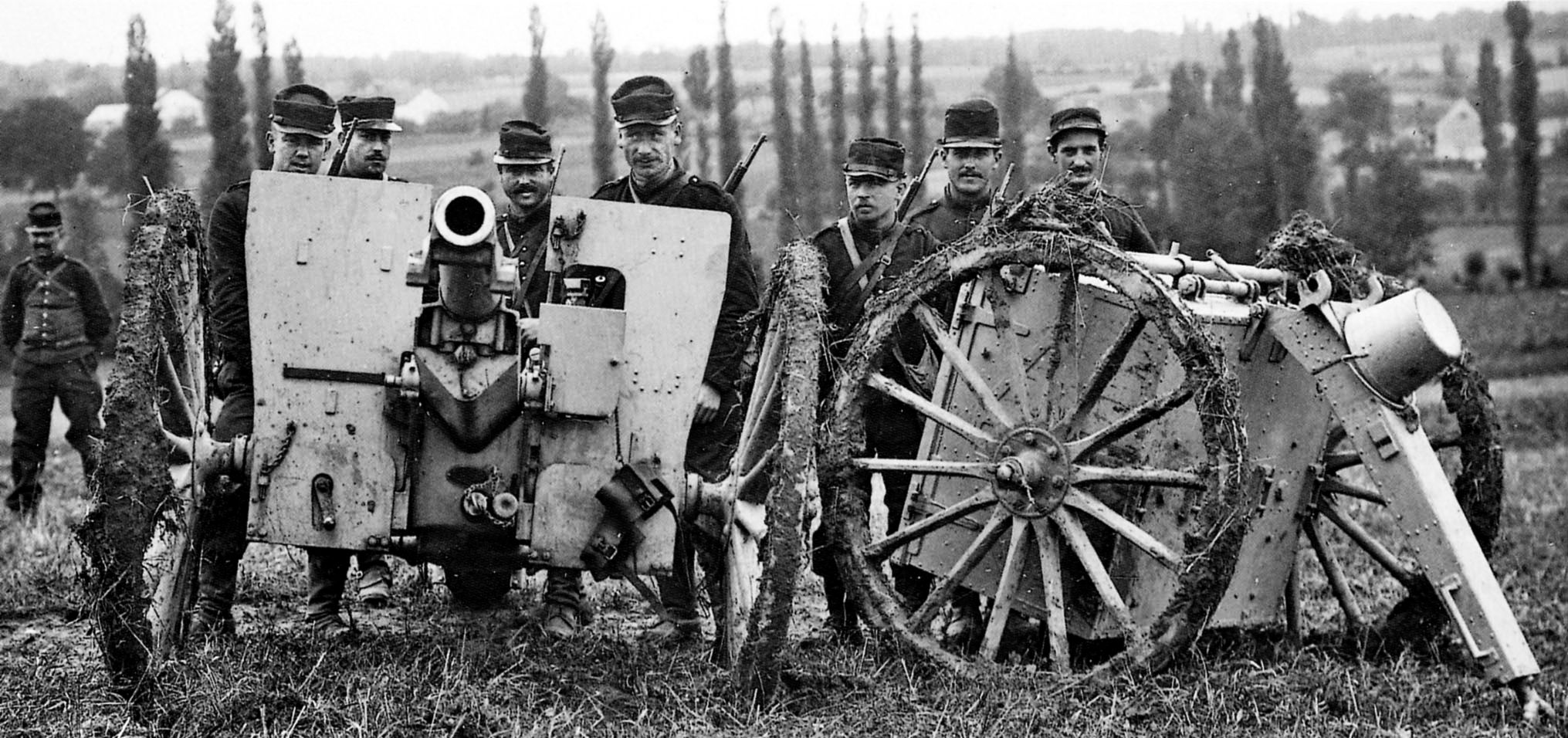 The 75mm Canon Modèle 1897, feared by the Germans, was a symbol of French military technological strength for a decade. With a full crew of six , it could deliver three to four rounds per minute—15 in an emergency.