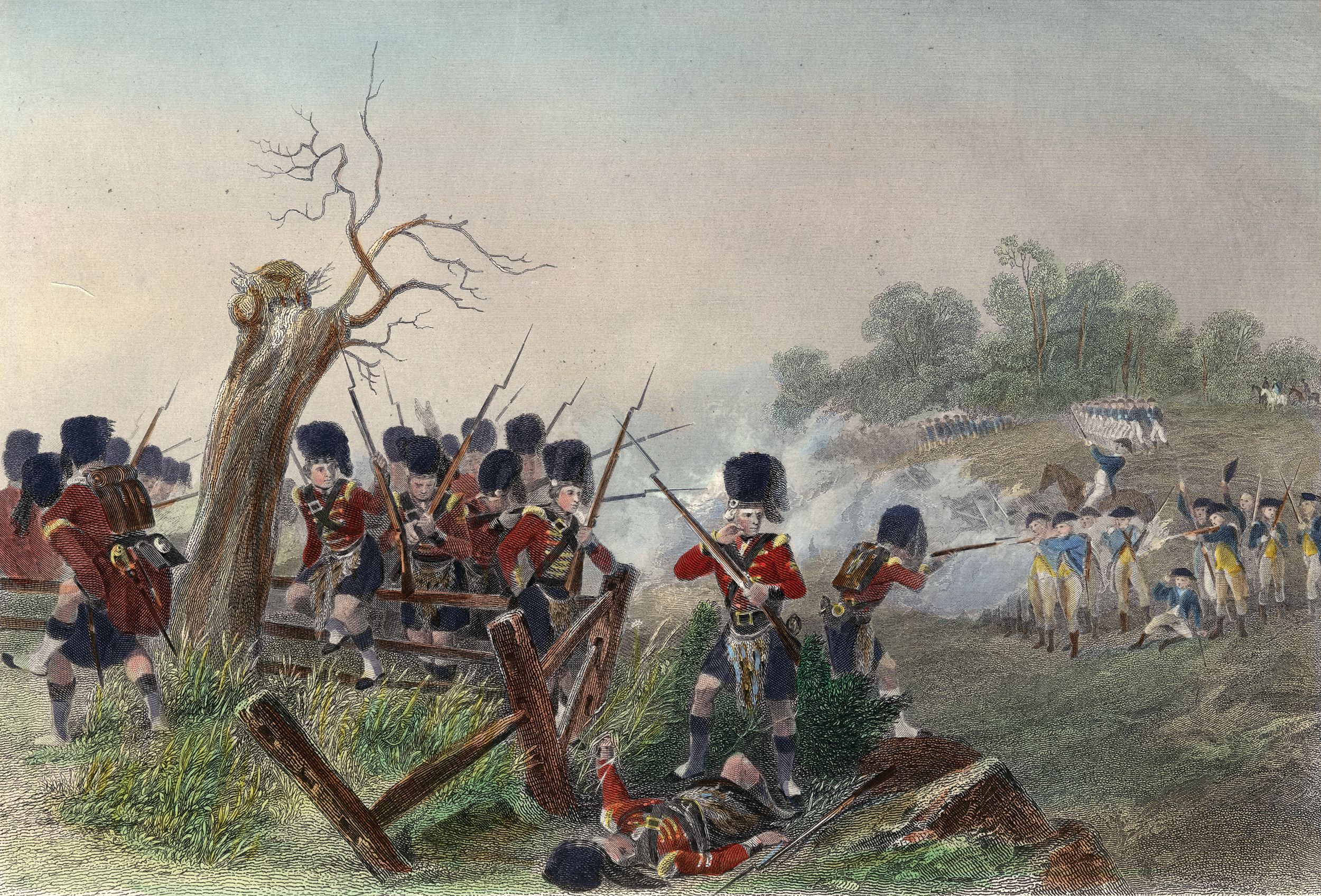 Engraving of The Battle of Harlem Heights, September 16, 1776,  by J.C. Armytage from a painting by Alonzo Chappel. The Continental Army held off the British, giving Washington his first 
victory of the war.