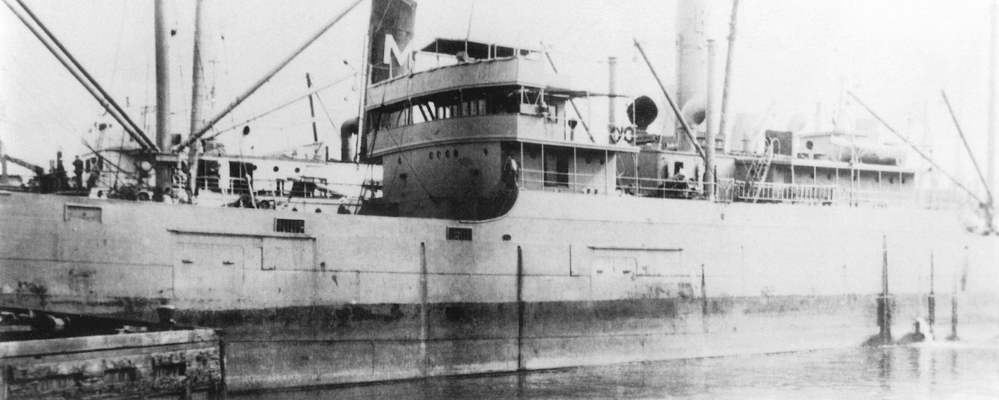 Lost with all hands during a brief WWII career, the U.S. merchantman Carolyn is pictured nearly 20 years earlier, in 1917. She was renamed the U.S. navy Q-ship Atik in WWII.