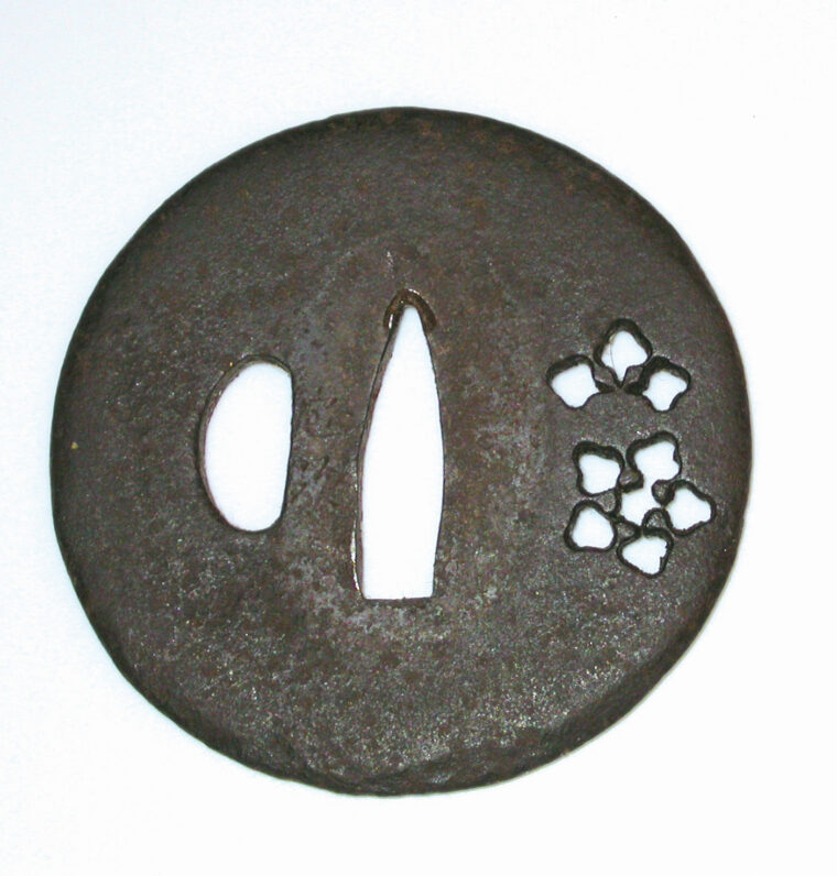 Umetada Tadatsugu from the late 18th century made in the style of the Muromachi period Ko-Tosho (old swordsmith) tsuba.