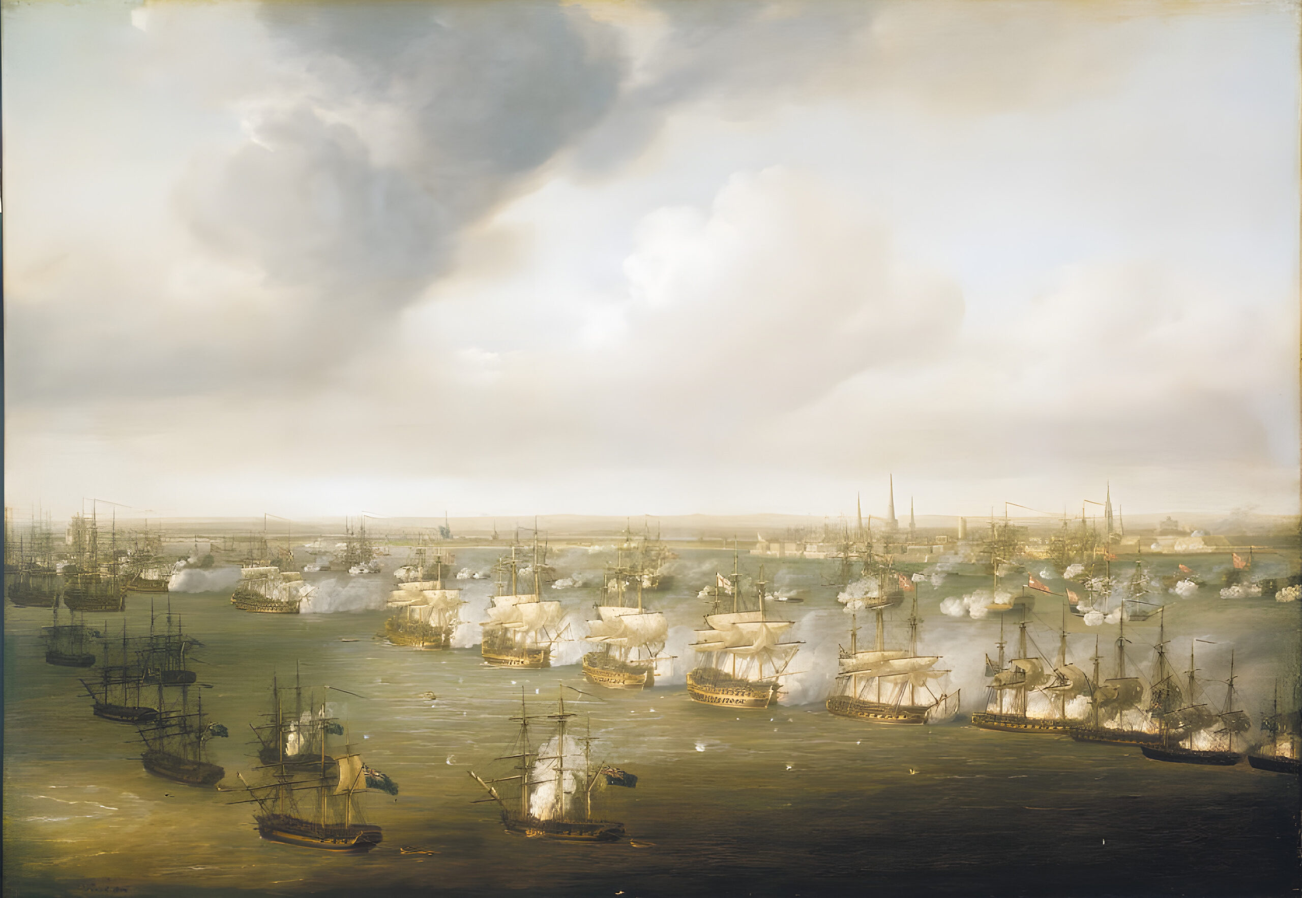 The British fleet was powerful, but so was the Danish array, and a shift of the wind could leave the British ships at a disadvantage.